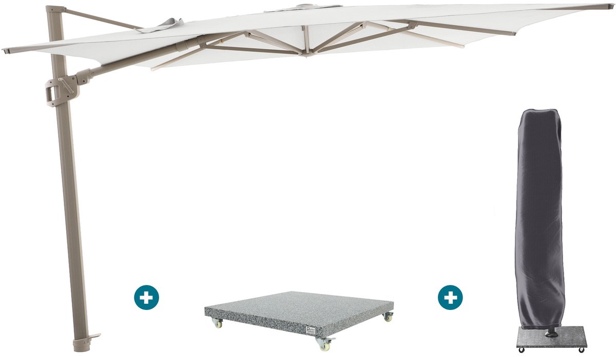 Perfect Shadow Ultra Eclipse Zweefparasol - 3x3m. - Latte/Soft Sand met Valencia voet en hoes (6154129594576)