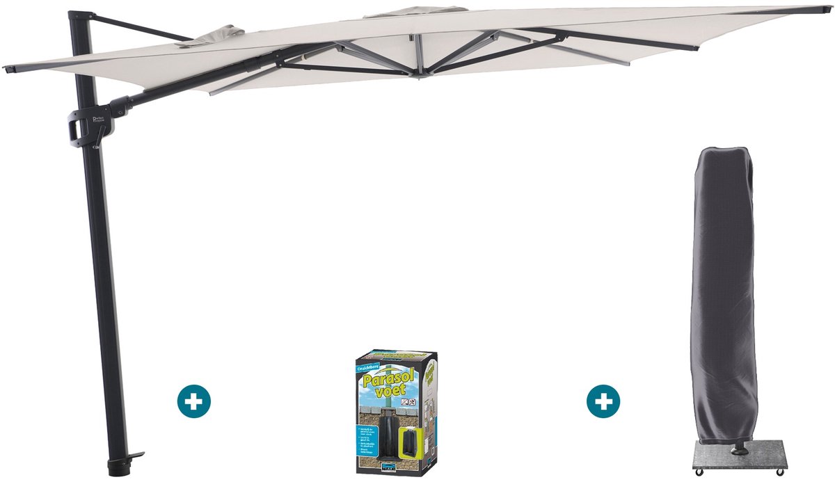 Perfect Shadow Ultra Eclipse Zweefparasol - 4x3m. - Antraciet/Urban Taupe met ingraafvoet en hoes (6154128770742)