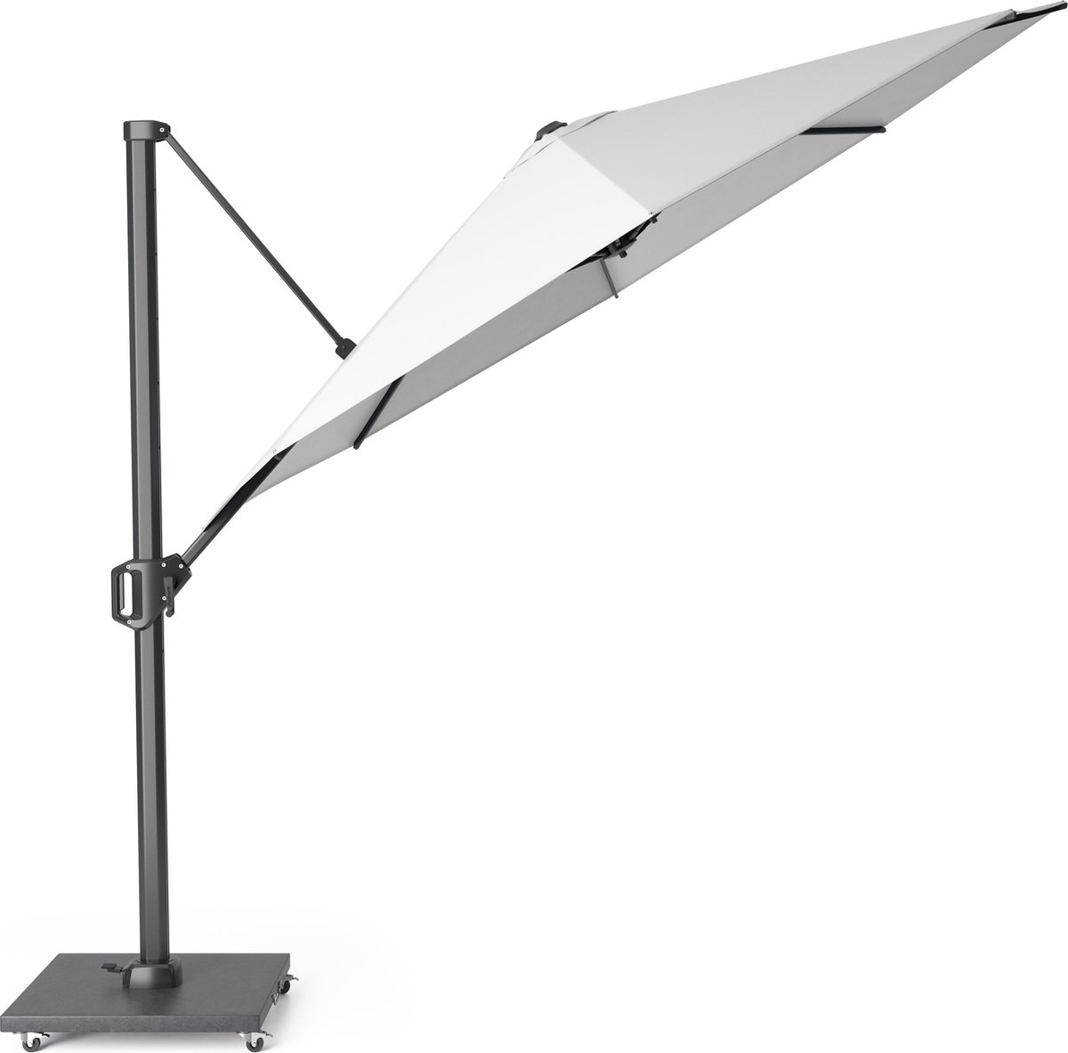 Platinum Sun & Shade - Zweefparasol - Challenger T1 - Ø350 cm - Wit - Kantelbaar - 360° Draaibaar - 96% UV protectie (8717591772477)