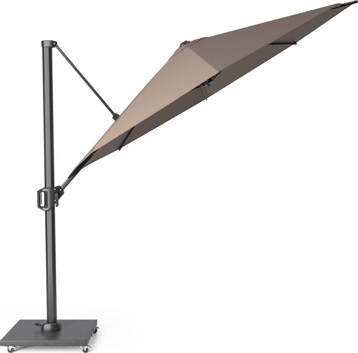 Platinum Sun & Shade - Zweefparasol - Challenger T1 - Ø350cm - Havana - Kantelbaar - 360° Draaibaar - 98% UV protectie (8717591770503)