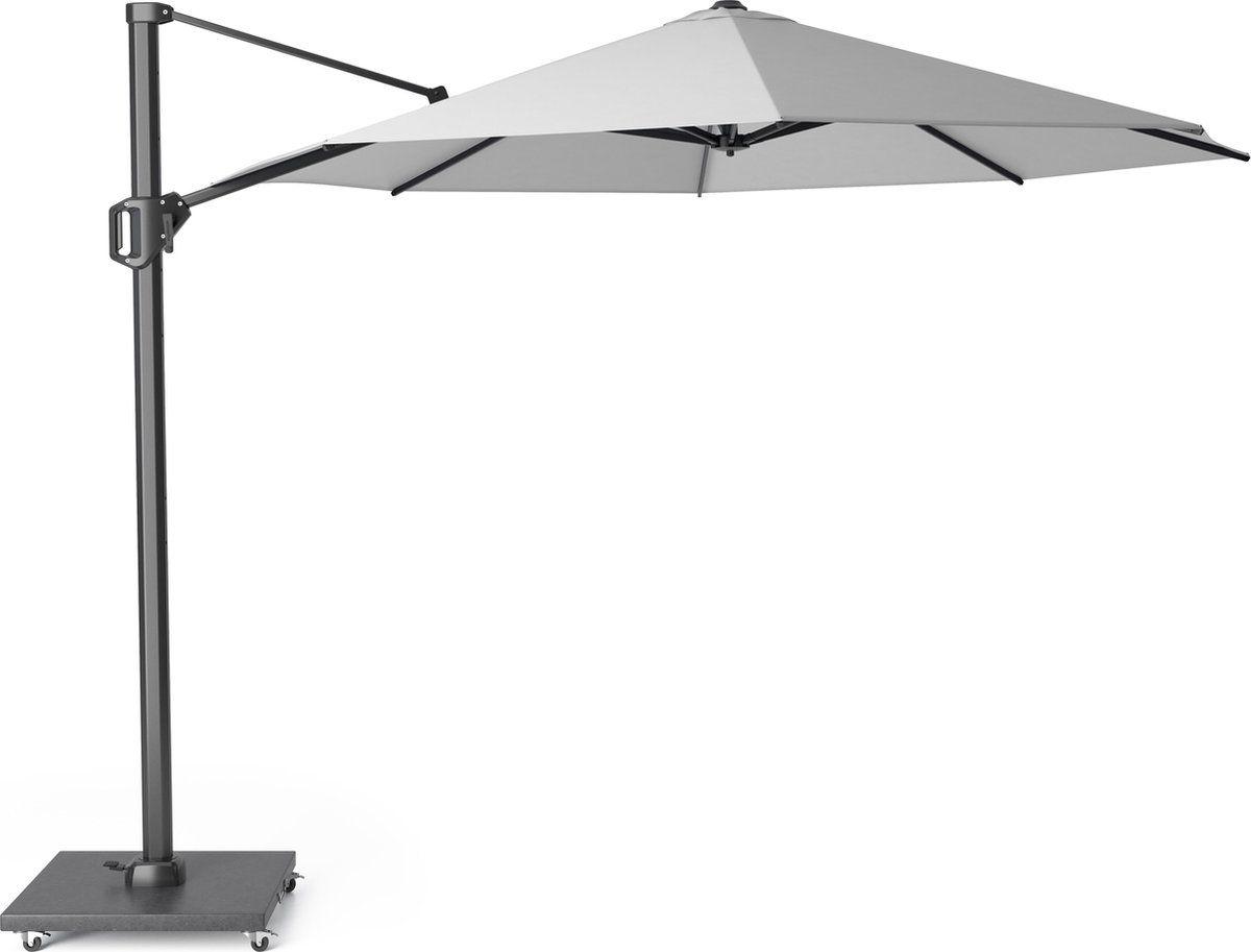 Platinum Sun & Shade - Zweefparasol - Challenger T1 - Ø350cm - Lichtgrijs - Kantelbaar - 360° Draaibaar - 96% UV protectie (8720039160675)