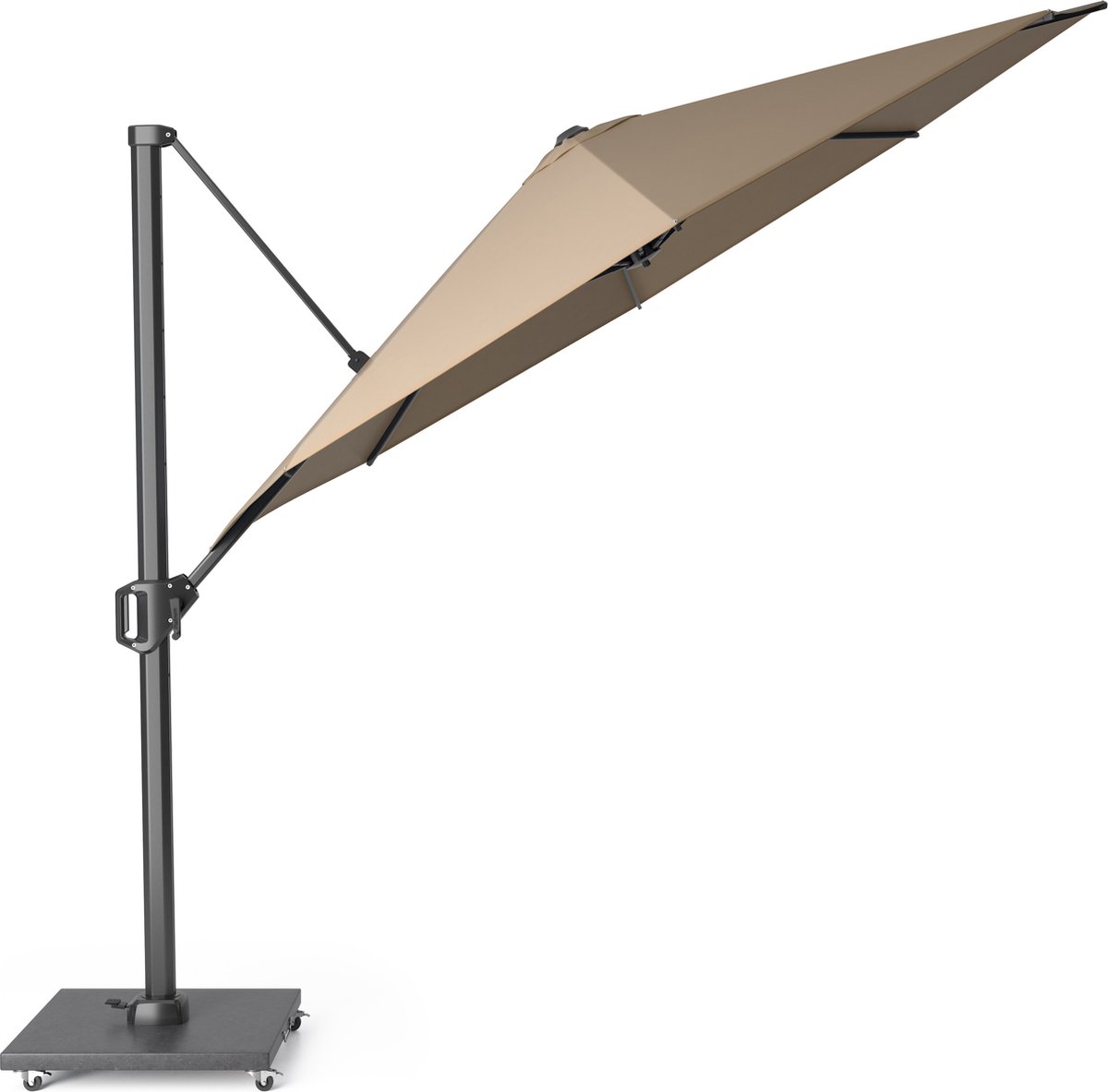 Platinum Sun & Shade - Zweefparasol - Challenger T1 - Ø350cm - Taupe - Kantelbaar - 360° Draaibaar - 96% UV protectie (8717591777885)