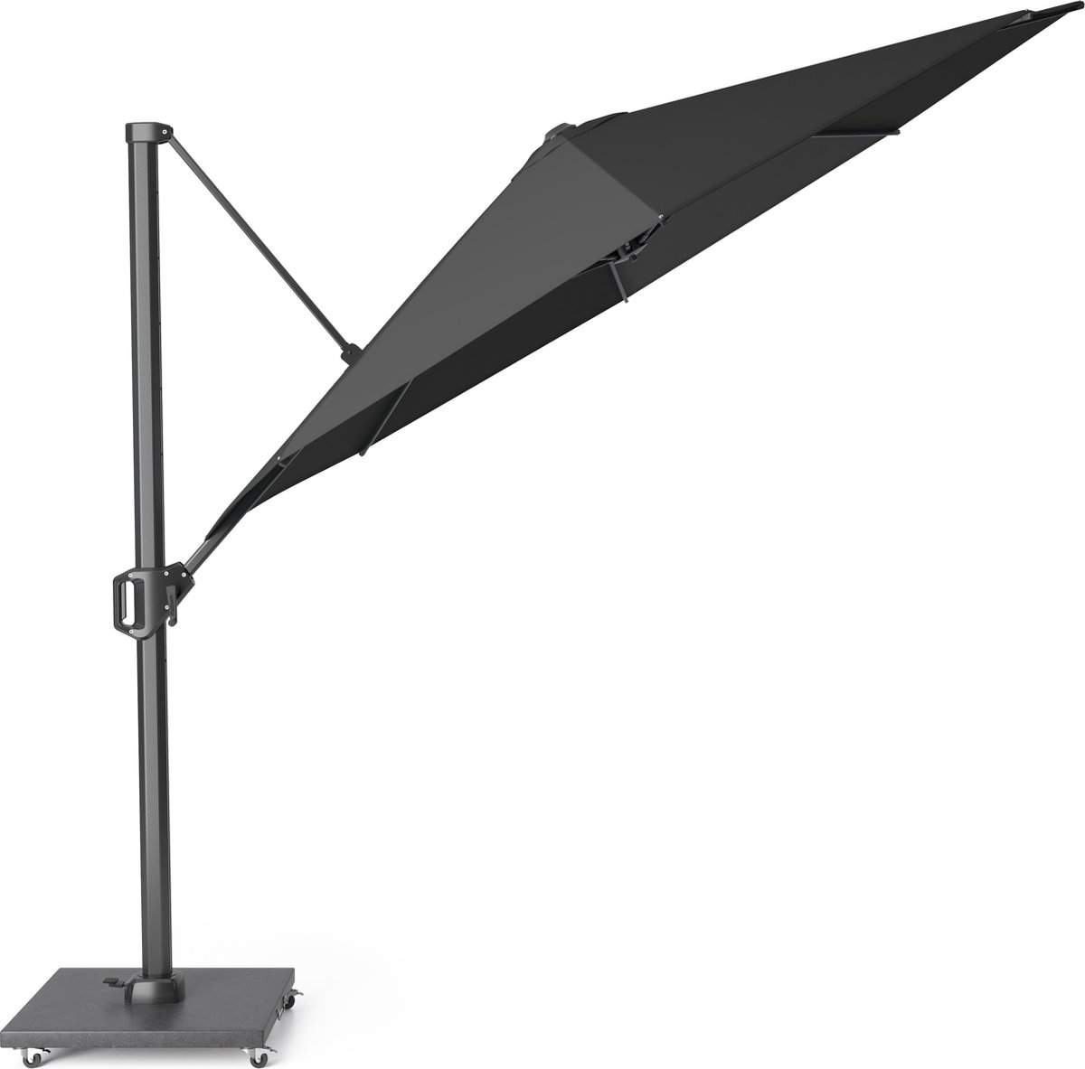 Platinum Sun & Shade - Zweefparasol - Challenger T1 Premium - Ø350cm - Faded Black - Kantelbaar - 360° Draaibaar - 98% UV protectie (8717591772309)