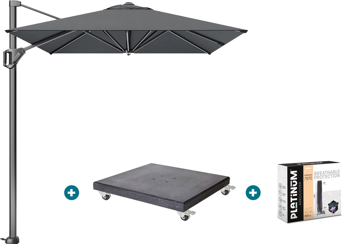 Platinum Voyager zweefparasol T1 3x2 m. - Antraciet met Marbella voet en hoes (6097344512591)