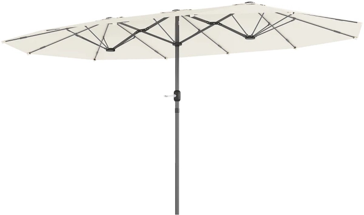 Premium Dubbele Parasol - Ovale Tuinparasol met Handslinger - Stokparasol - 436 x 260 cm - Strandparasol - Terrasparasol - Balkonparasol - UV-Bestendig - Strand, Balkon, Terras & Tuin - Beige (8721317524431)