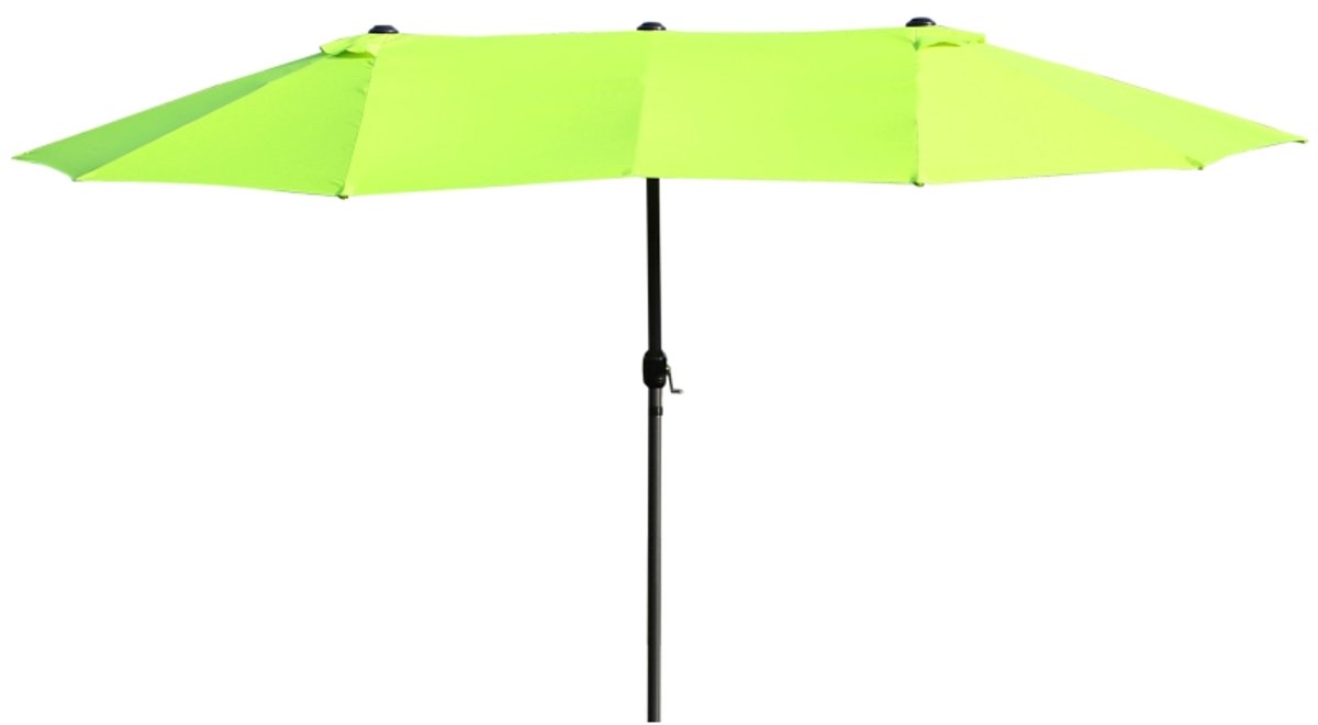 Premium Dubbele Parasol - Ovale Tuinparasol met Handslinger - Stokparasol - 455 x 270 cm - Strandparasol - Terrasparasol - Marktparasol - UV-Bestendig - Strand, Balkon, Terras & Tuin - Groen (8721317524226)