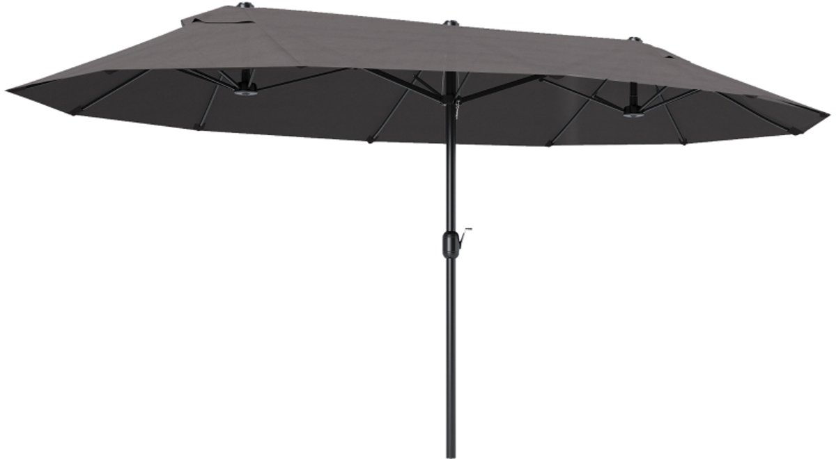 Premium Dubbele Parasol - Tuinparasol met Handslinger - Stokparasol - 455 x 265 cm - Strandparasol - Zonnescherm - Balkonparasol -Windbestendig - UV-Bestendig - Strand, Balkon, Terras & Tuin - Grijs (8721317523908)