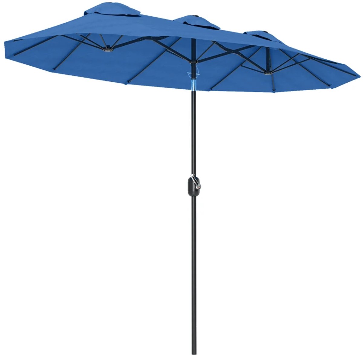 Premium Dubbele Parasol - Tuinparasol met Handslinger & Windopening - Stokparasol - 285L x 147B cm - Strandparasol - UV-Bestendig - Kantelbaar & Verstelbaar - Strand, Balkon, Terras & Tuin - Marineblauw (8721317524059)