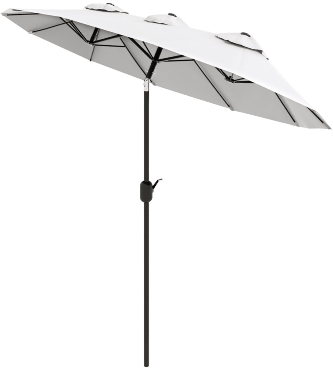 Premium Dubbele Parasol - Tuinparasol met Handslinger & Windopening - Stokparasol - 295 x 152 cm - Strandparasol - UV-Bestendig - Kantelbaar & Verstelbaar - Strand, Balkon, Terras & Tuin - Crèmewit (8721317524066)
