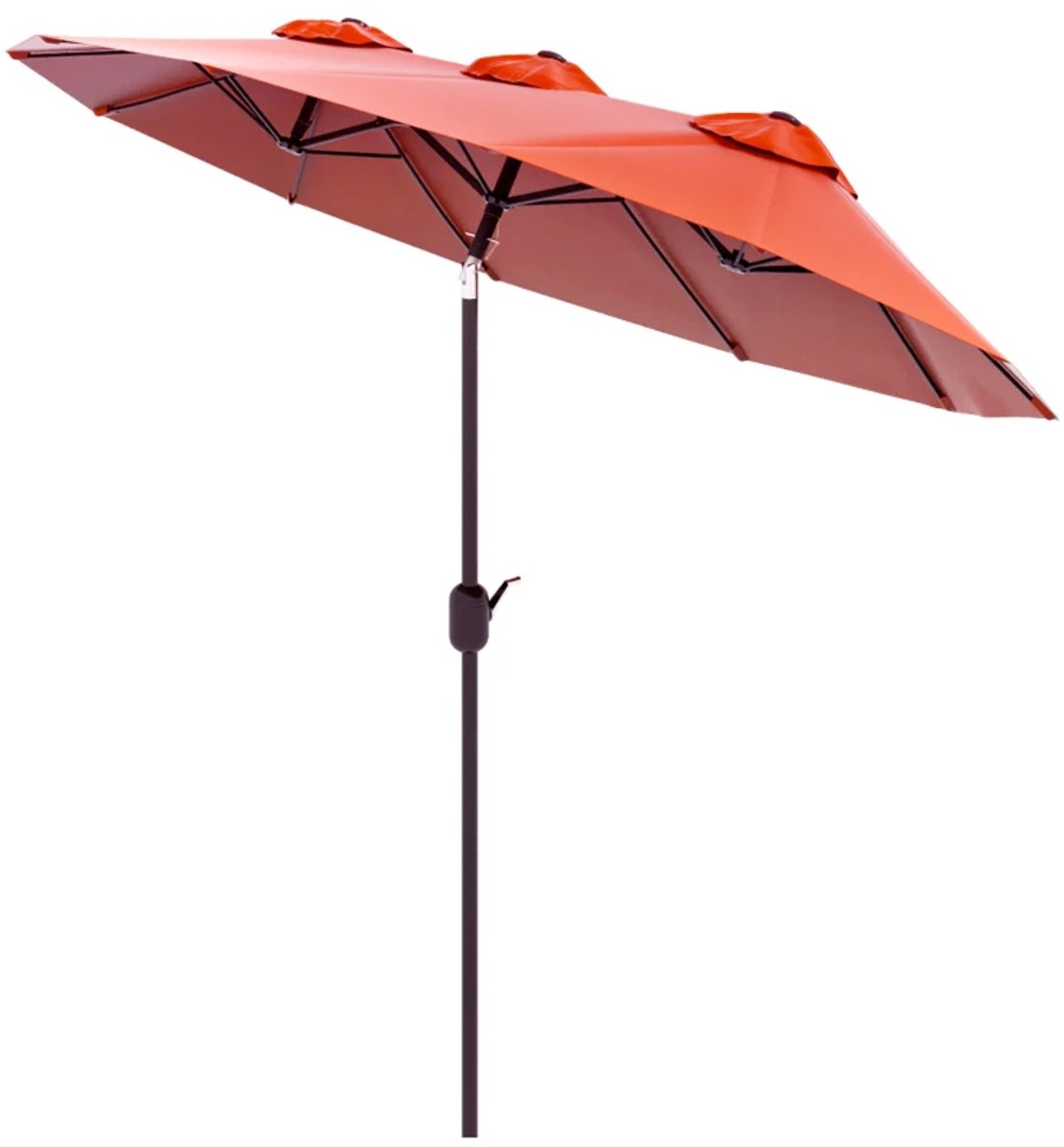 Premium Dubbele Parasol - Tuinparasol met Handslinger & Windopening - Stokparasol - 295 x 152 cm - Strandparasol - UV-Bestendig - Kantelbaar & Verstelbaar - Strand, Balkon, Terras & Tuin - Bordeauxrood (8721317524073)