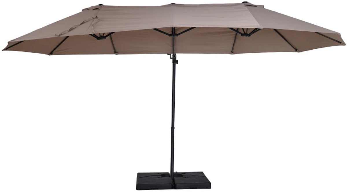 Premium Dubbele Zweefparasol - Parasol - Tuinparasol met Draaihendel - 440 x 270 x 250 cm - Kantelbaar & Verstelbaar - UV-Bestendig - Weerbestendig - Strand, Balkon, Terras & Tuin - Bruin (8721317524523)