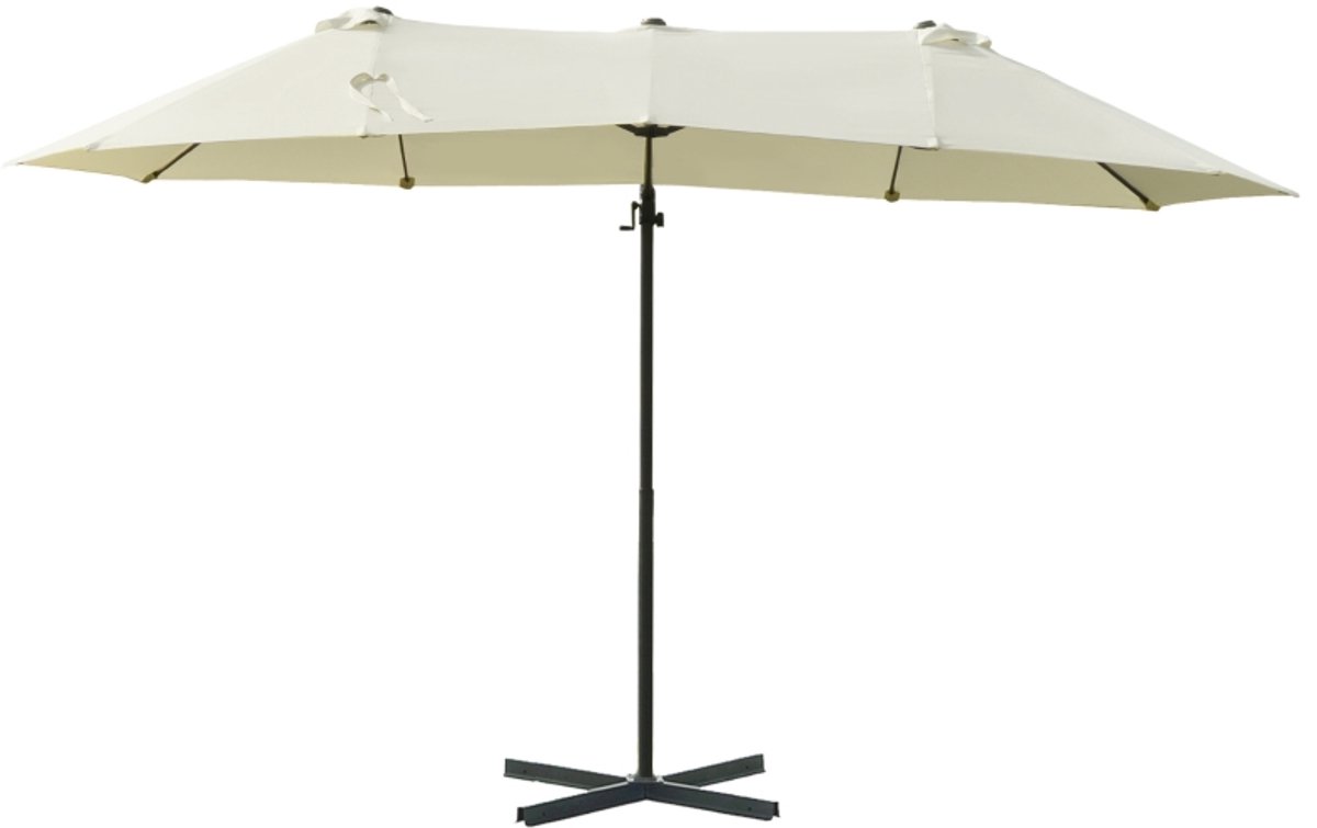 Premium Dubbele Zweefparasol met Voet - Parasol - Tuinparasol met Draaihendel - 440 x 270 x 250 cm - Kantelbaar & Verstelbaar - UV-Bestendig - Weerbestendig - Strand, Balkon, Terras & Tuin - Crèmewit (8721317524516)