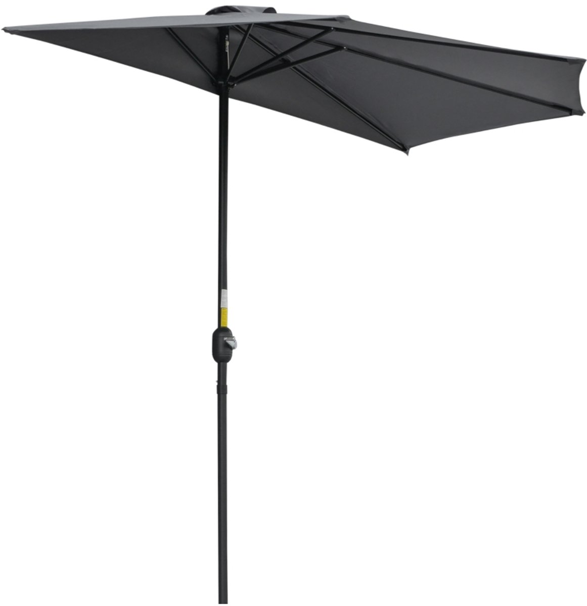 Premium Parasol - Halfronde Tuinparasol met Draaihendel - Stokparasol - 293 x 150 cm - Strandparasol - Marktparasol - UV-Bestendig - Strand, Balkon, Terras & Tuin - Grijs + Zwart (8721317524134)