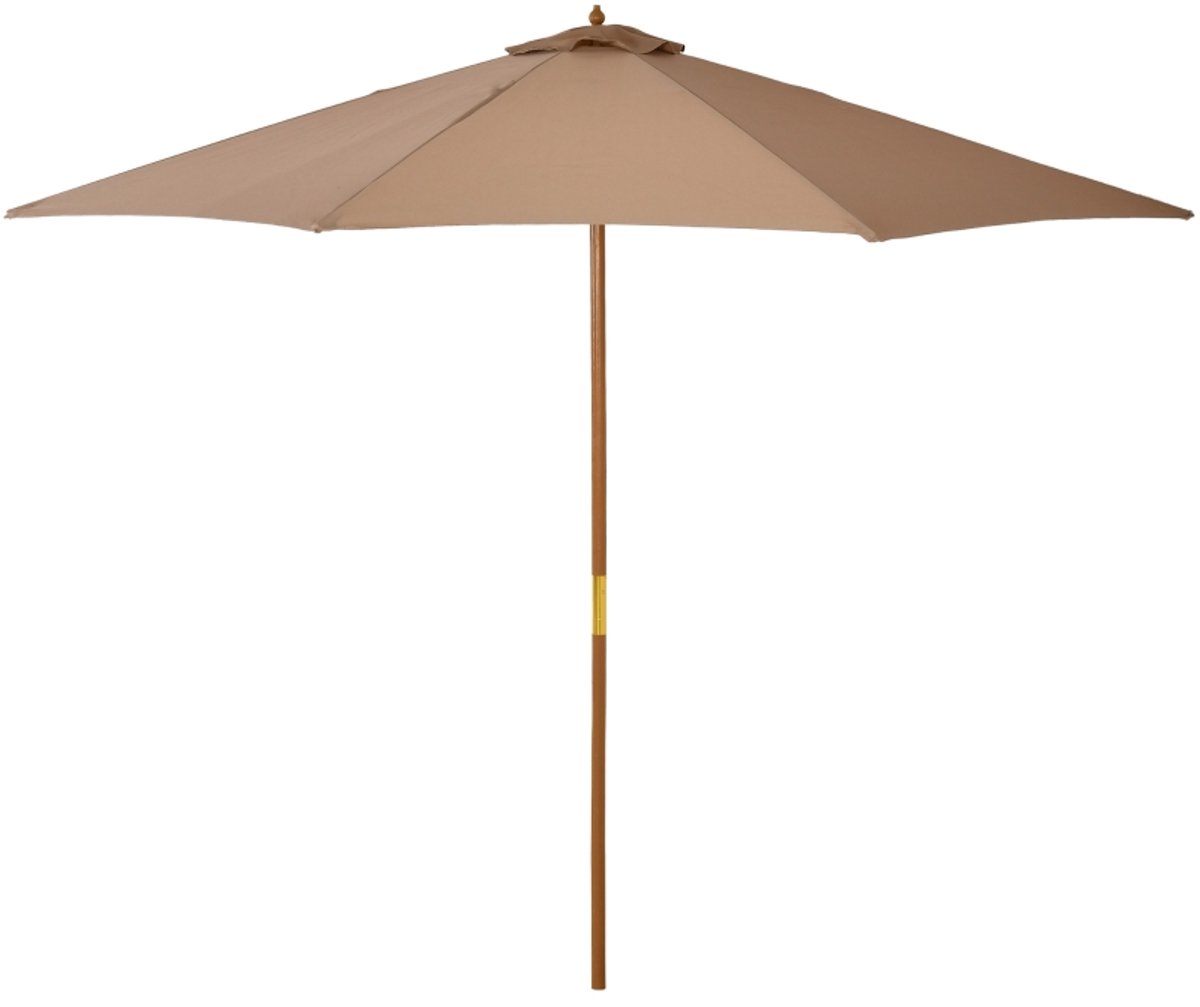 Premium Parasol - Houten Tuinparasol - Stokparasol - Ø 300 cm - Strandparasol - Marktparasol - Kantelbaar & Verstelbaar - Weerbestendig - UV-Bestendig - Strand, Balkon, Terras & Tuin - Kaki (8721317523892)