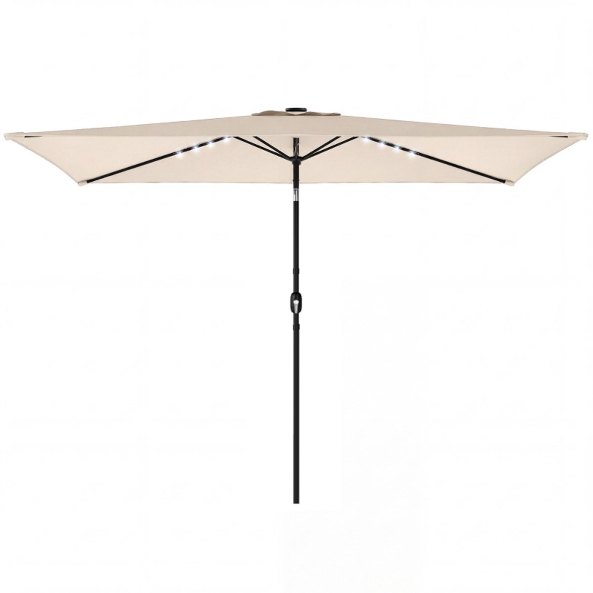 Premium Parasol - LED-zonnescherm - Tuinparasol - Stokparasol met Beschermhoes & Draaihendel - 300 x 200 cm - Strandparasol - Kantelbaar & Verstelbaar - UV-Bestendig - Strand, Balkon, Terras & Tuin - Crèmewit (8721317523953)