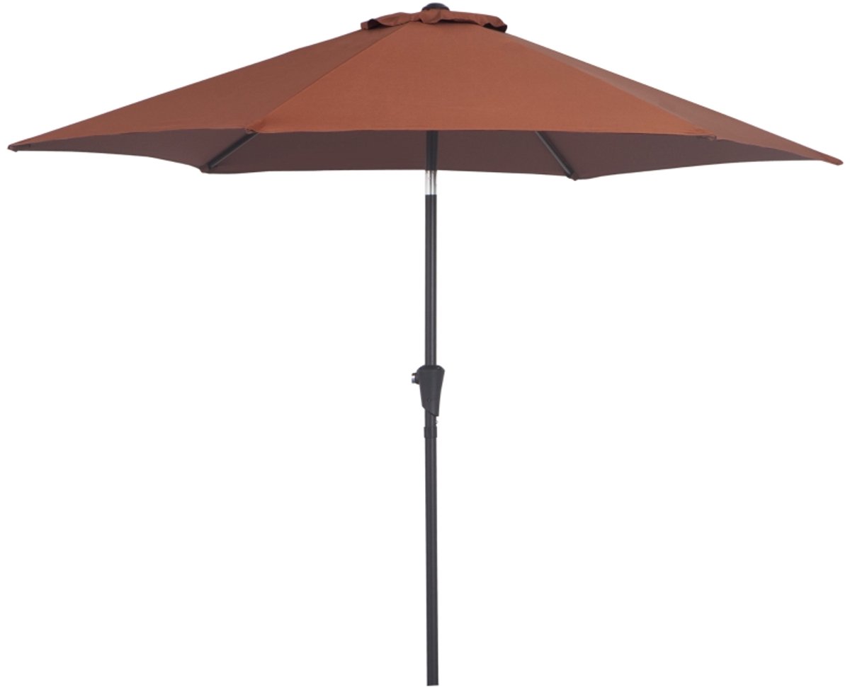 Premium Parasol - Opvouwbare Tuinparasol - Stokparasol met Handslinger - Ø2,6 x 2,35 m - Strandparasol - Marktparasol - Kantelbaar & Verstelbaar - Waterafstotend - UV-Bestendig - Strand, Balkon, Terras & Tuin - Koffiekleur (8721317524004)