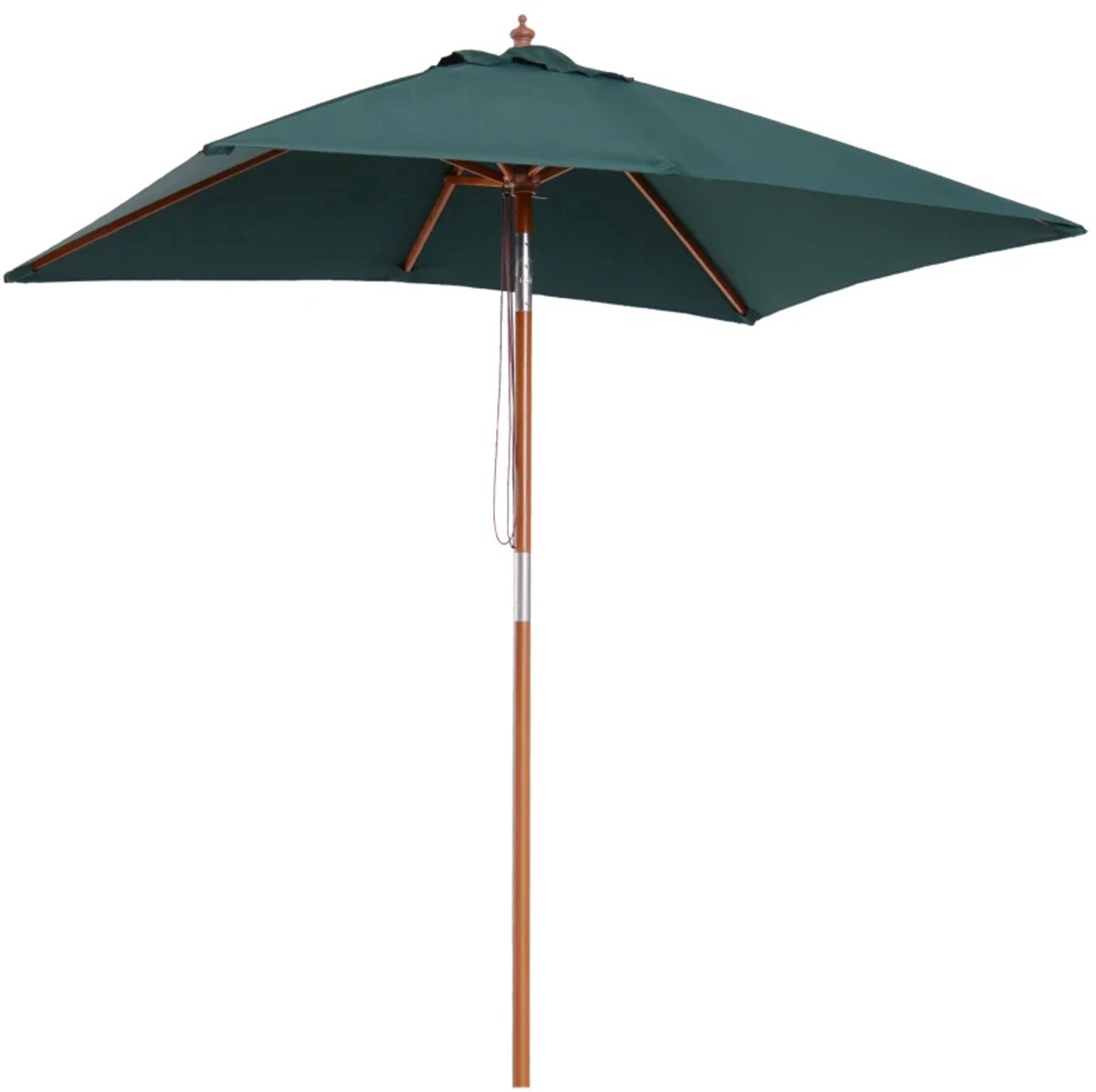 Premium Parasol - Tuinparasol - Opvouwbare Stokparasol - 200 x 150 x 235 cm - Rechthoekige Strandparasol - Kantelbaar & Verstelbaar - Waterafstotend - UV-Bestendig - Strand, Balkon, Terras & Tuin - Groen (8721317523809)