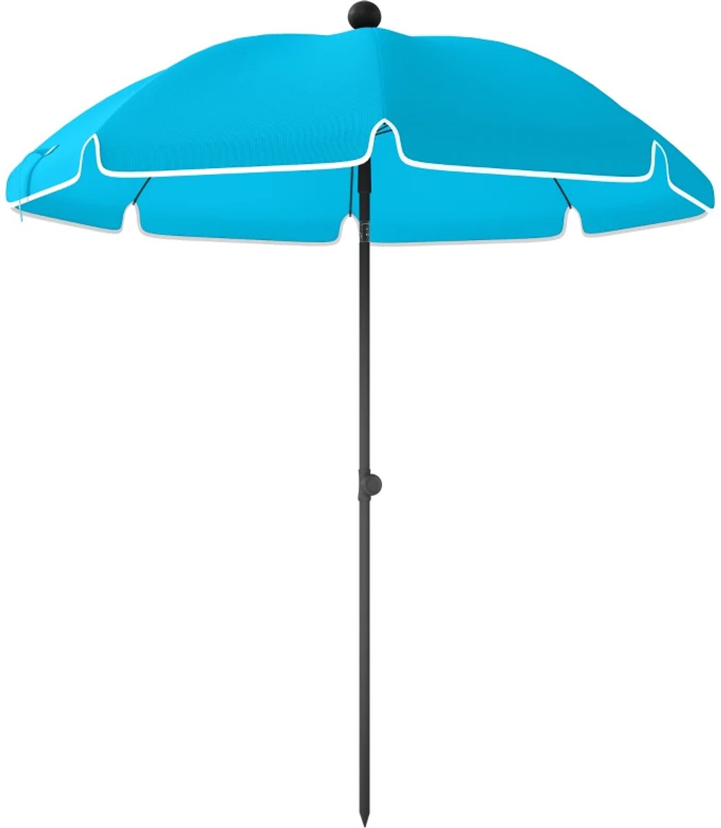 Premium Parasol - Tuinparasol - Opvouwbare Stokparasol met Zandanker & Draagtas - Ø150 cm - Strandparasol - Kantelbaar & Verstelbaar - Waterafstotend - UV-Bestendig - Strand, Balkon, Terras & Tuin - Blauw (8721317523939)