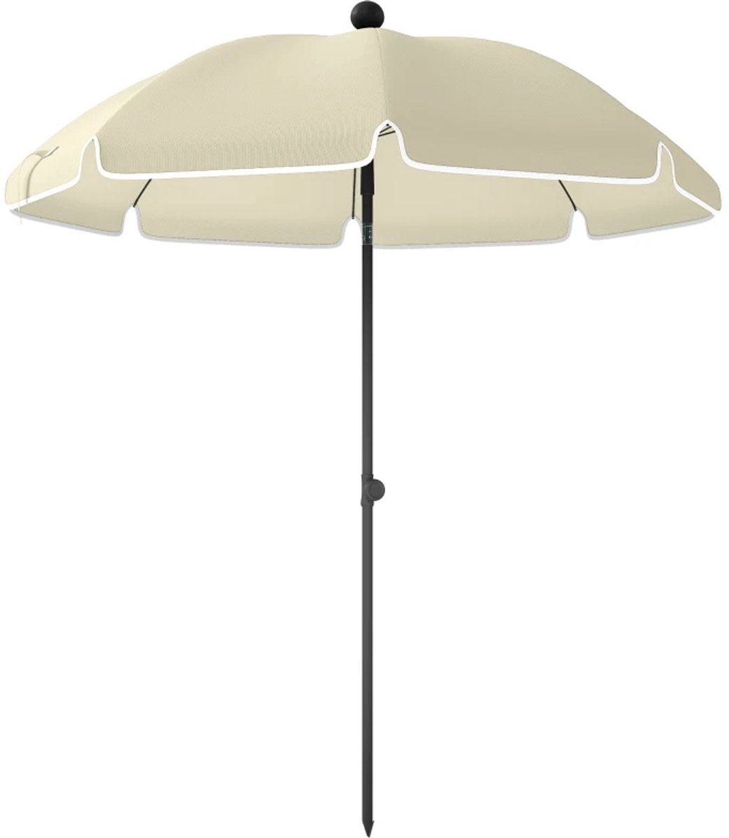 Premium Parasol - Tuinparasol - Opvouwbare Stokparasol met Zandanker & Draagtas - Ø150 cm - Strandparasol - Kantelbaar & Verstelbaar - Waterafstotend - UV-Bestendig - Strand, Balkon, Terras & Tuin - Beige (8721317523922)