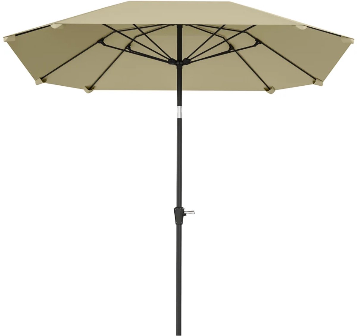 Premium Parasol - Tuinparasol met Draaihendel - Stokparasol - 2,33 x 2,33 x 2,4 m. - Strandparasol - Terrasparasol - Balkonparasol - Kantelbaar & Verstelbaar - UV-Bestendig - Strand, Balkon, Terras & Tuin - Beige (8721317524394)
