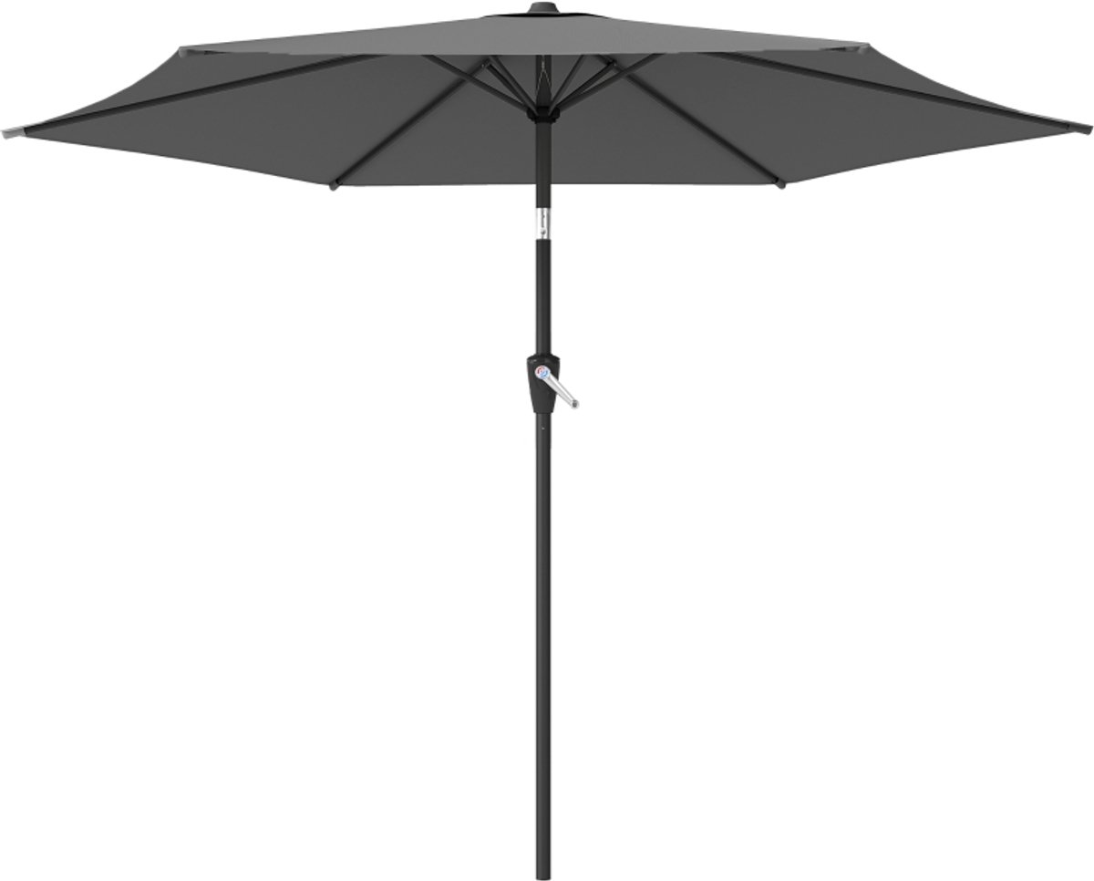 Premium Parasol - Tuinparasol met Draaihendel - Stokparasol - Ø270 x 219 cm - Strandparasol - Marktparasol - Kantelbaar & Verstelbaar - UV-Bestendig - Strand, Balkon, Terras & Tuin - Donkergrijs (8721317524141)
