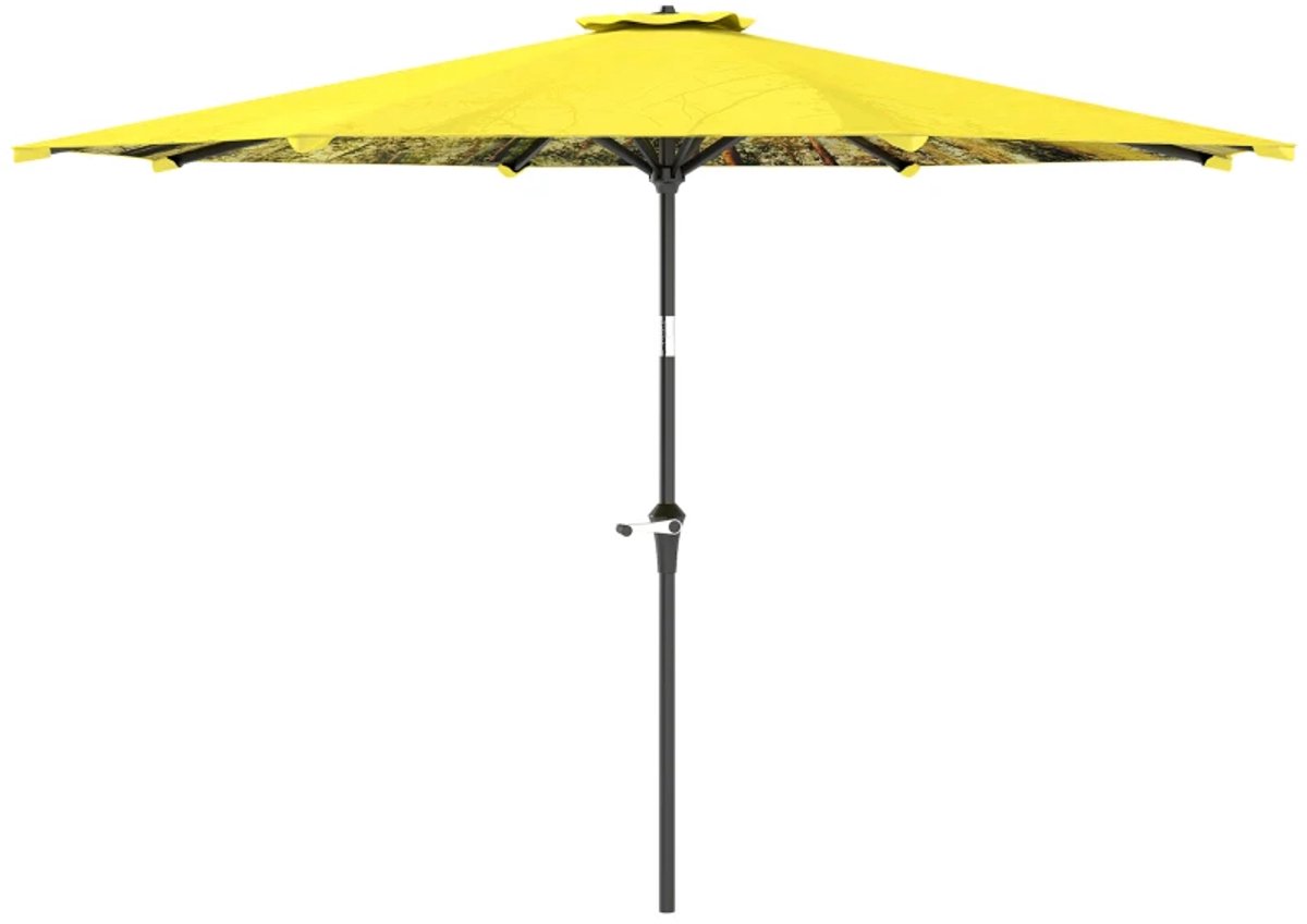 Premium Parasol - Tuinparasol met Handslinger - Stokparasol - Ø3 x 2,5 m - Strandparasol - Terrasparasol - Marktparasol - Kantelbaar & Verstelbaar - UV-Bestendig - Strand, Balkon, Terras & Tuin - Geel (8721317524301)