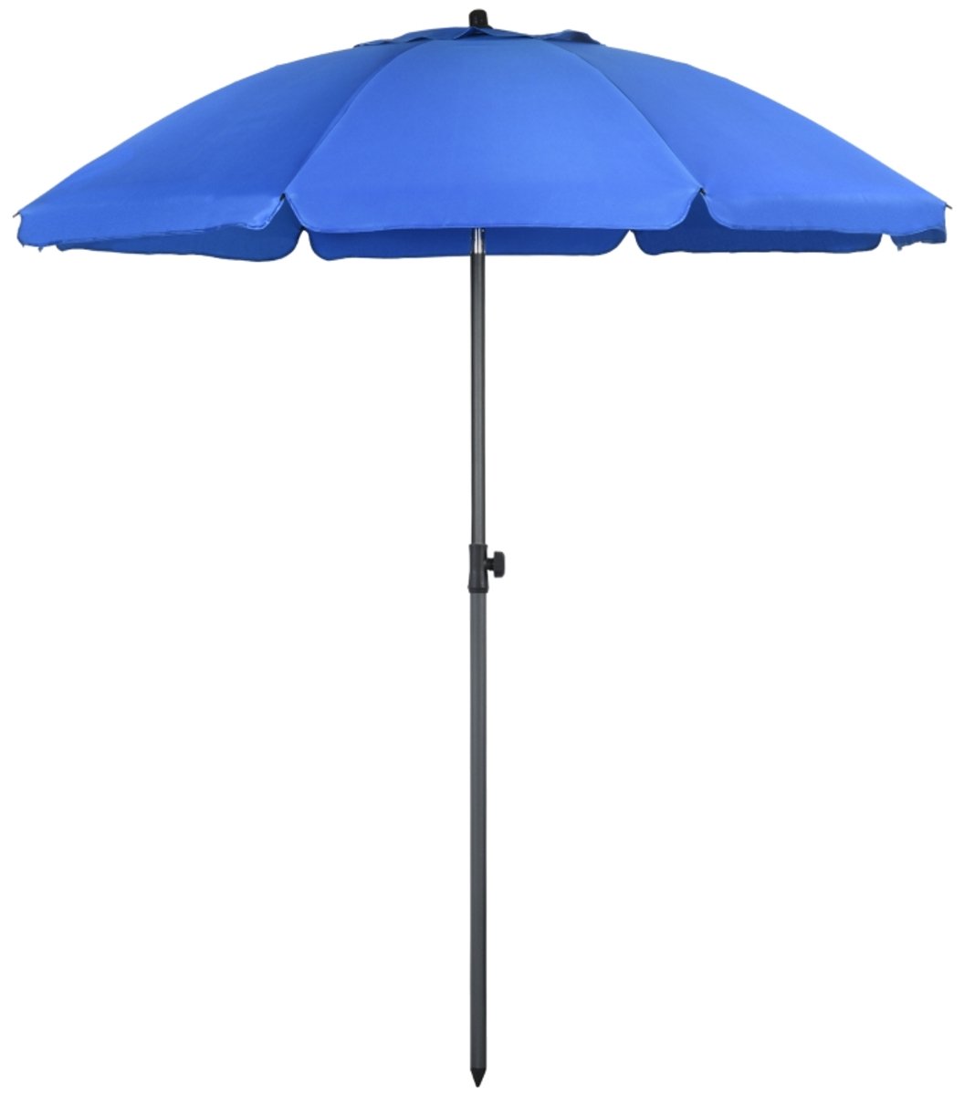 Premium Parasol - Tuinparasol met Ventilatieopeningen - Stokparasol - Ø180 x 209 cm - Strandparasol - Marktparasol - Kantelbaar & Verstelbaar - UV-Bestendig - Strand, Balkon, Terras & Tuin - Blauw (8721317524165)