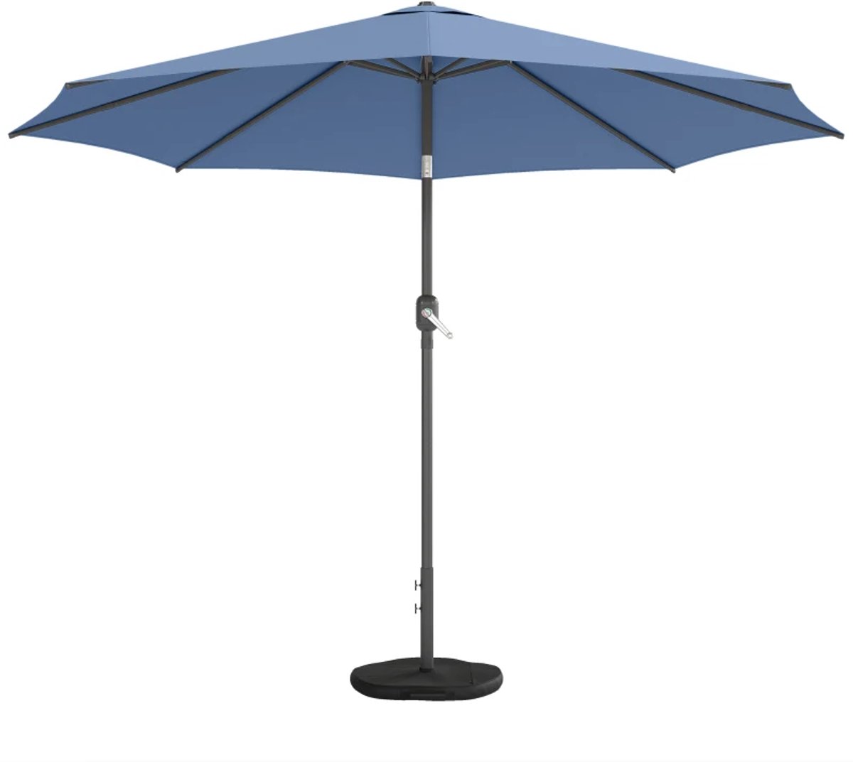 Premium Parasol - intrekbare Tuinparasol met Draaihendel, Zandzak & Kruisvoet - Stokparasol - Ø295 cm - Strandparasol - Terrasparasol - Balkonparasol - Kantelbaar & Verstelbaar - UV-Bestendig - Strand, Balkon, Terras & Tuin - Blauw (8721317524493)