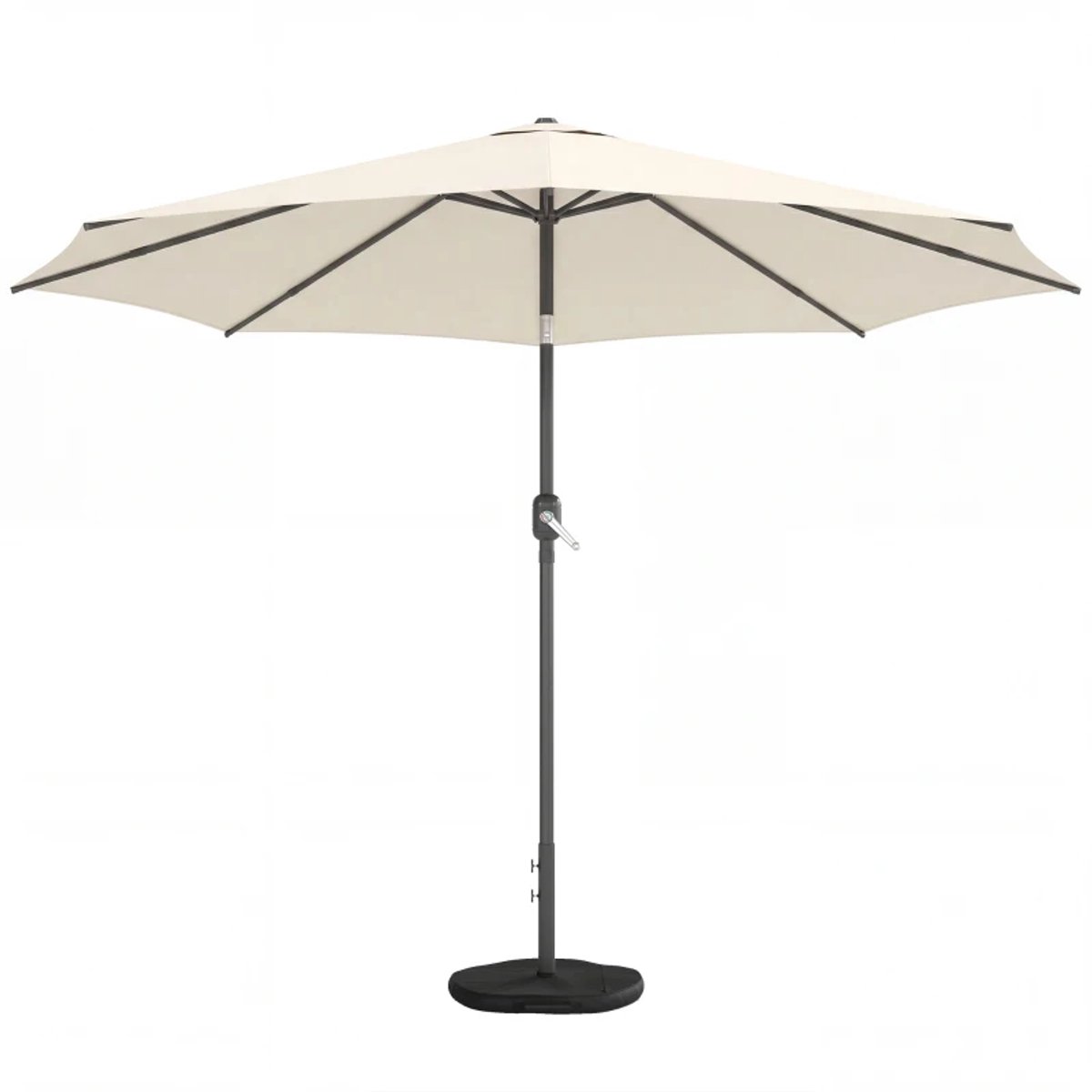 Premium Parasol - intrekbare Tuinparasol met Draaihendel, Zandzak & Kruisvoet - Stokparasol - Ø300 cm - Strandparasol - Terrasparasol - Balkonparasol - Kantelbaar & Verstelbaar - UV-Bestendig - Strand, Balkon, Terras & Tuin - Crèmewit (8721317524479)