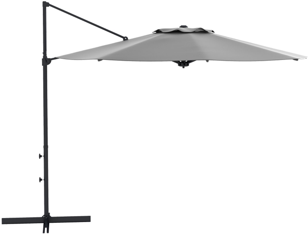 Premium Zweefparasol - Vrijdragende Parasol met Handslinger - Tuinparasol - Ø294 cm - Kantelbaar & Draaibaar, - UV-Bestendig - Strand, Balkon, Terras & Tuin - Donkergrijs (8721317524615)