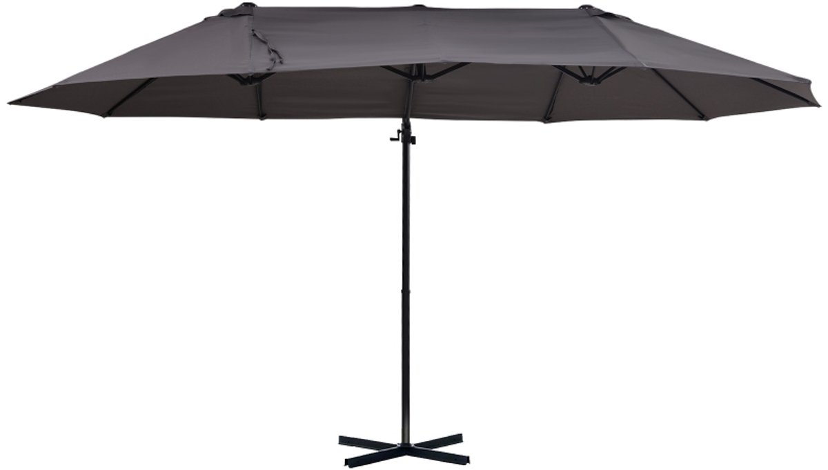 Premium Zweefparasol met Voet - Parasol - Tuinparasol met Handslinger - 270 x 440 x 250 cm - Kantelbaar & Verstelbaar - UV-Bestendig - Weerbestendig - Strand, Balkon, Terras & Tuin - Grijs (8721317524509)