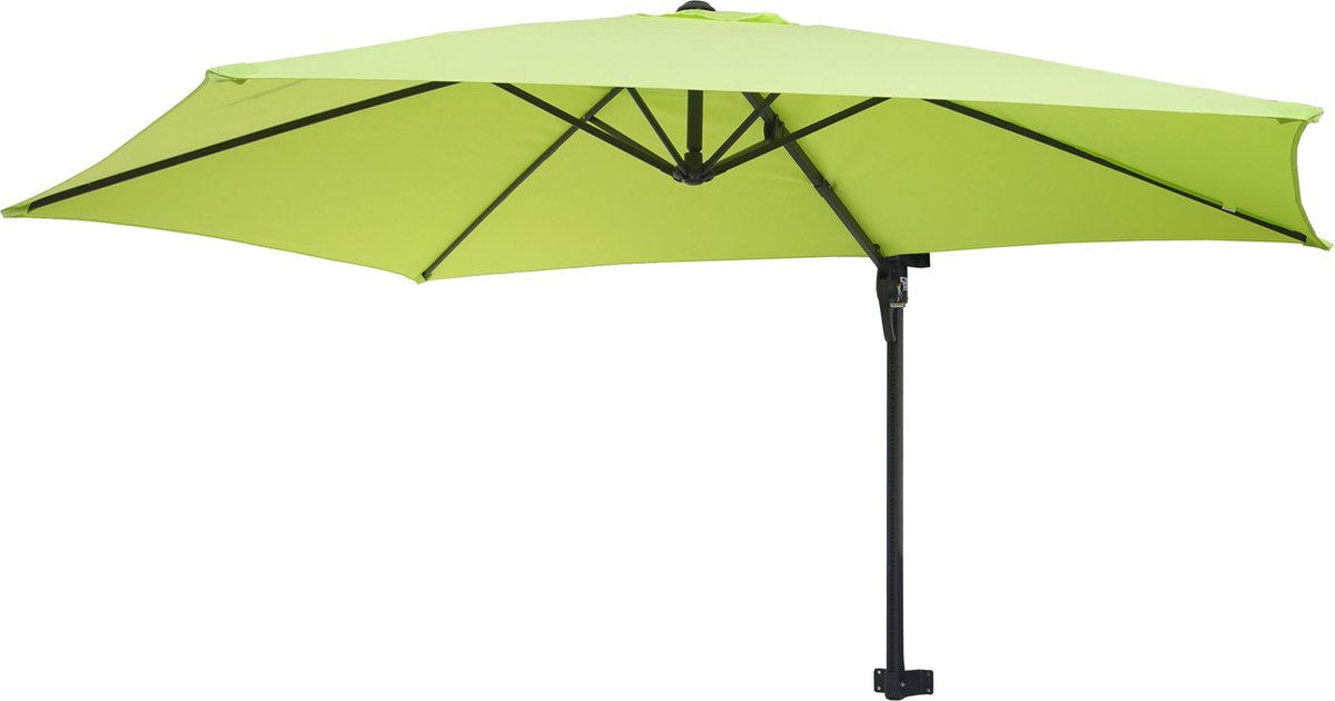 Wandscherm Casoria, hangparasol zweefparasol parasol, 3 m kantelbaar, polyester aluminium/staal 9 kg ~ groen-citroen (4057651164984)