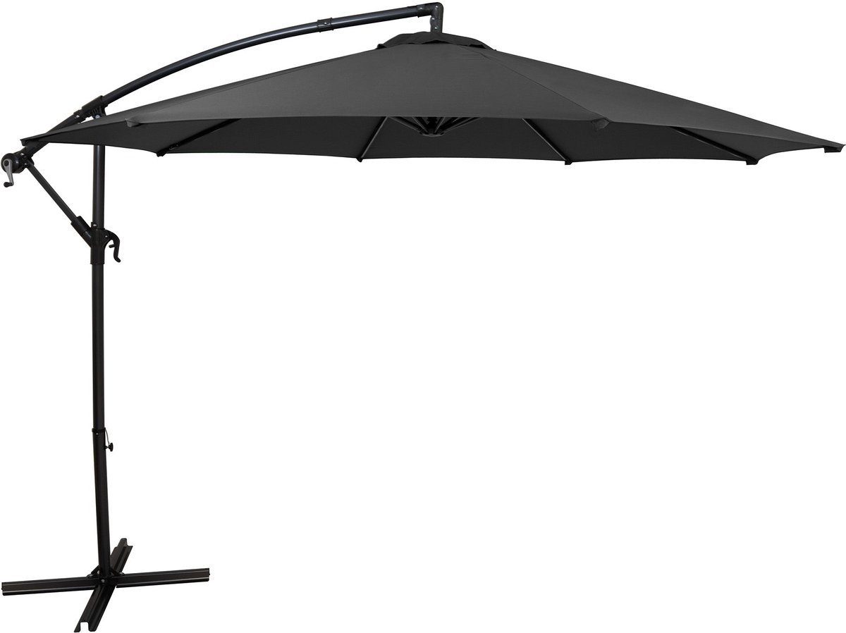 Zweefparasol 3 m - grijs - hangparasol bananenparasol voor tuin en terras (5056806831121)