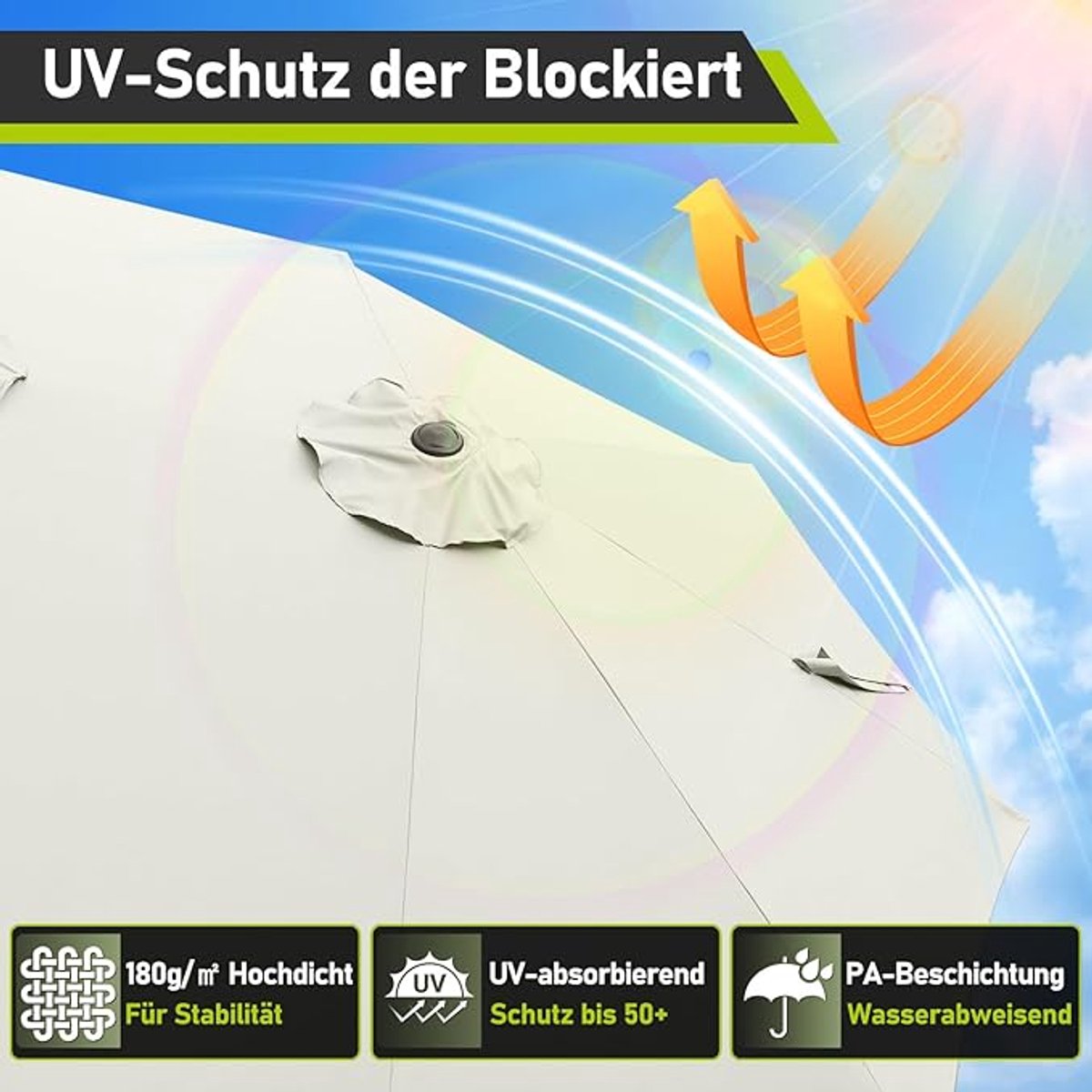 Zweefparasol Depauwonen Dubbel 460 x 270 cm | Extra Grote Tuin- & Terrasparasol | Zeshoekig | UPF50+ UV-bescherming | Met Zwengel | Beige | Modern Outdoor Zonnescherm voor Balkon, Tuin & Patio (9502665481848)