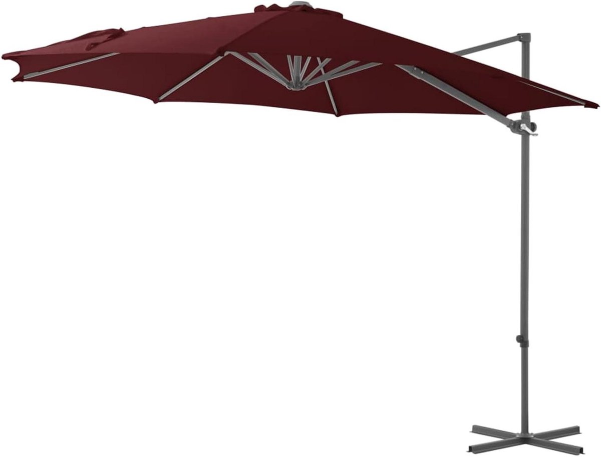 Zweefparasol - Tuinparasol Marktparasol - Schaduw Creëren - 360 Graden Draaibaar - 300 x 255 cm - Bordeauxrood (9101245889830)