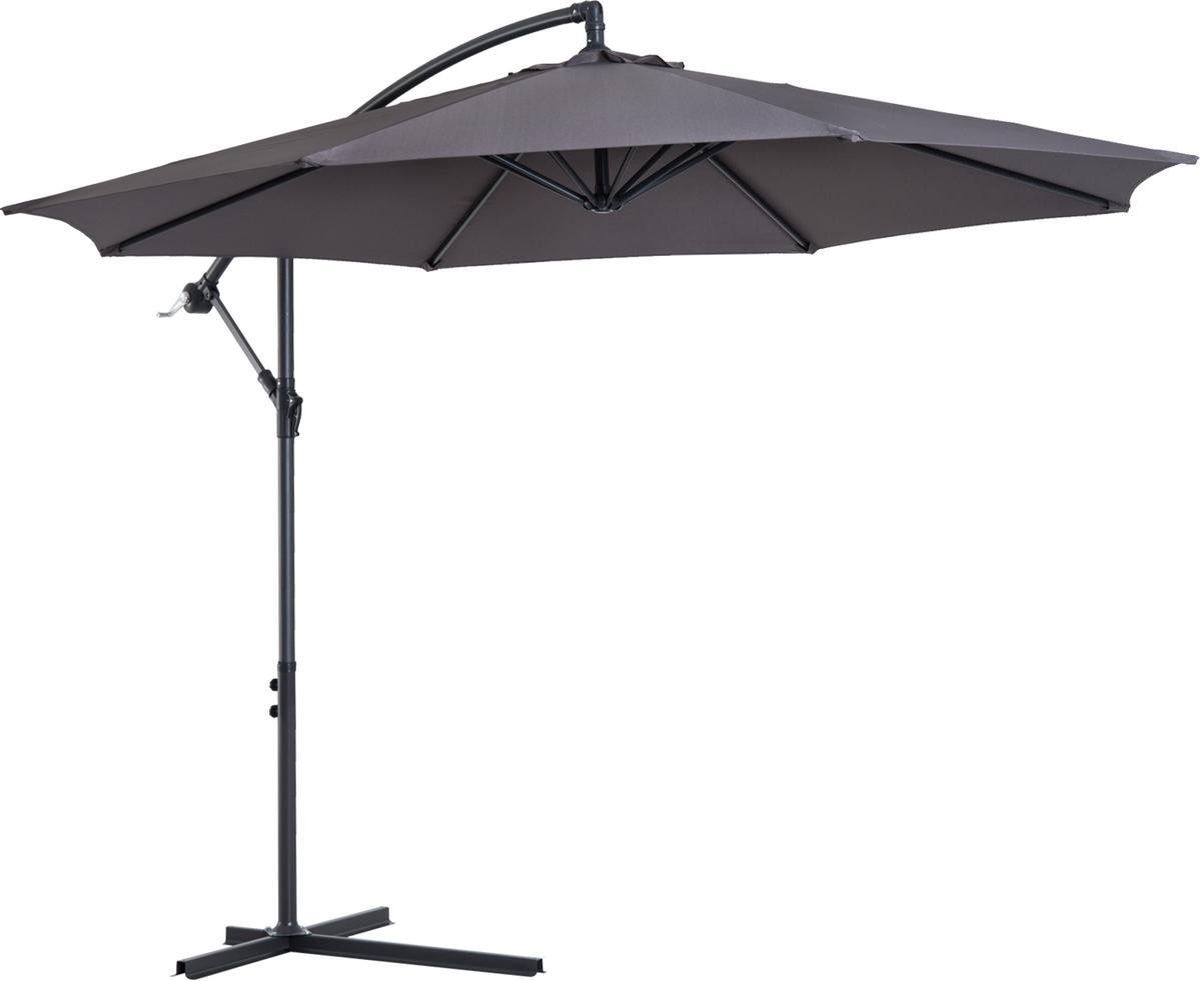 Zweefparasol - Tuinparasol - Zonnescherm - Zonwering - Tuinparasol - Met handslinger - Waterafstotend - Grijs - Ø3 x H2.5m (6090426424447)