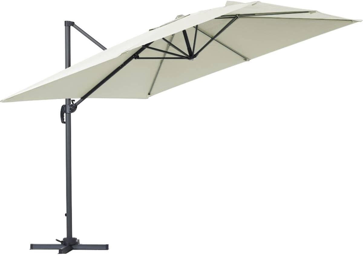 Zweefparasol Vierkant - Tuinparasol Vrijhangend - Terras Beschermen - 360 Graden Rotatie - 3 x 3 Meter - Ecru (9101219017962)