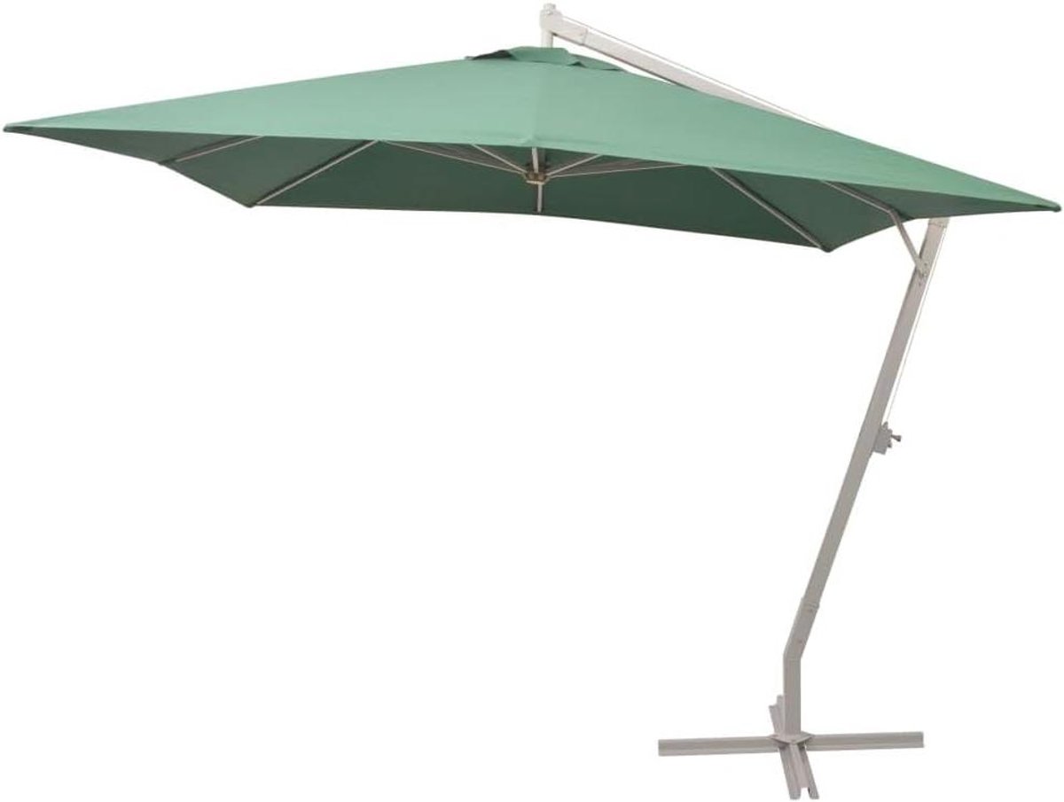 Zweefparasol met aluminium mast en zwengel, afmetingen 300 x 300 cm, inclusief kruisvoet voor terras en tuin (9101239210213)