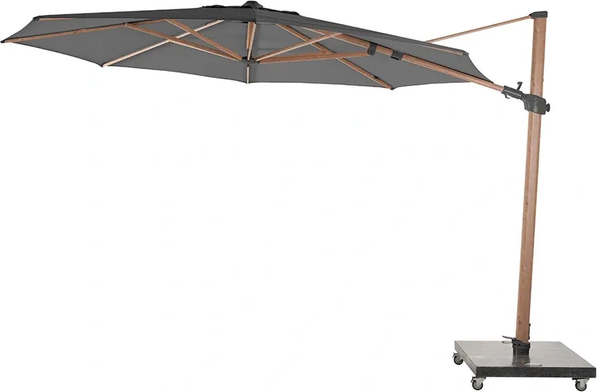 4 Seasons Outdoor Siesta Premium Zweefparasol Ø350 - Charcoal/Houtlook Frame (8720087018027)