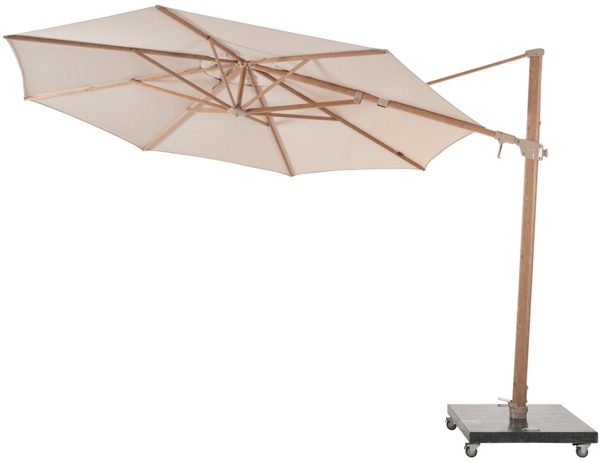 4 Seasons Outdoor Siesta Premium Zweefparasol Ø350 - Sand/Houtlook Frame (8720087018034)