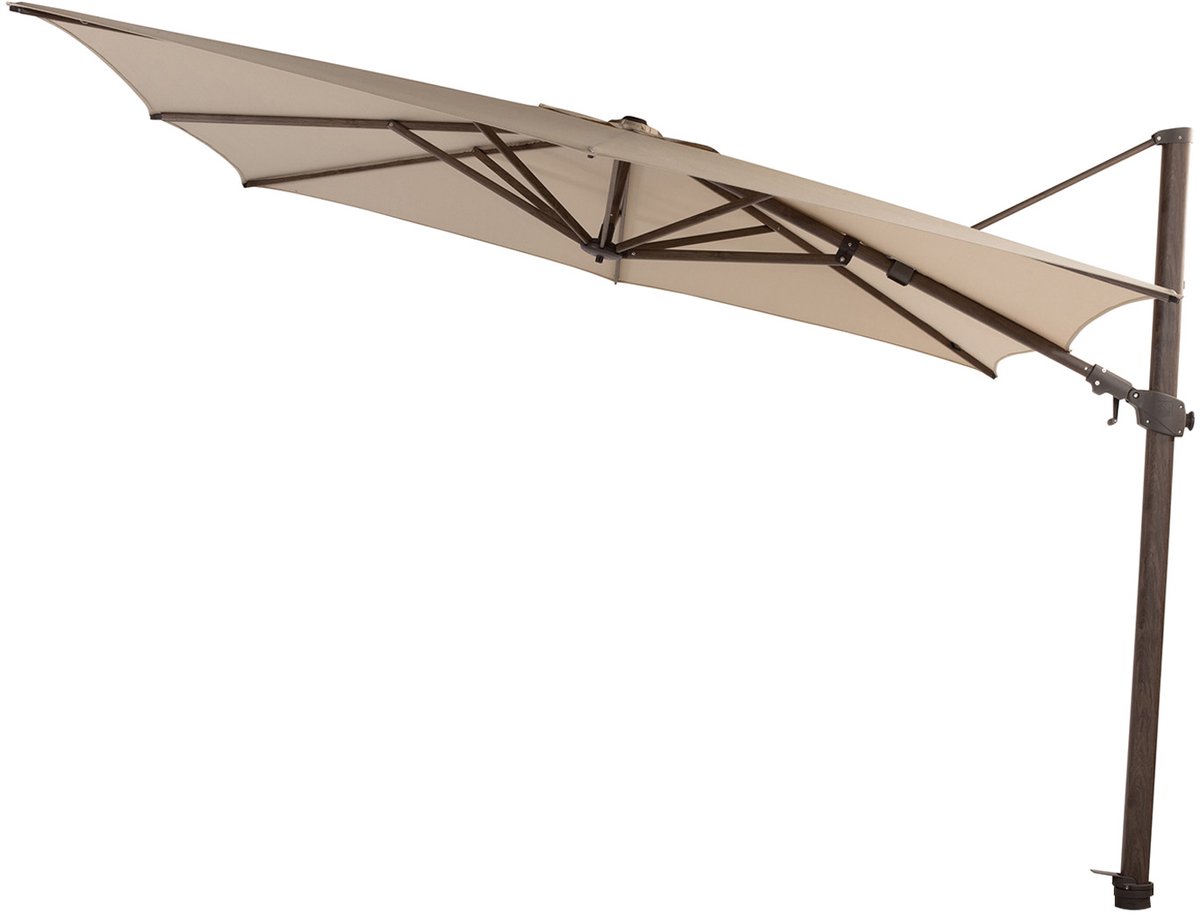 4 Seasons Zweefparasol Siesta premium 300x300 cm. - beach/dark woodlook (8720087023045)