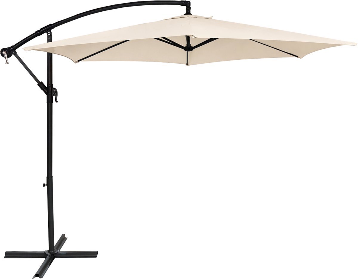 ACAZA Parasol - Zweefparasol - Beige - 300 cm diameter - Staal - Parasols - Rond - UV werend doek - Kantelbaar (5400943042917)