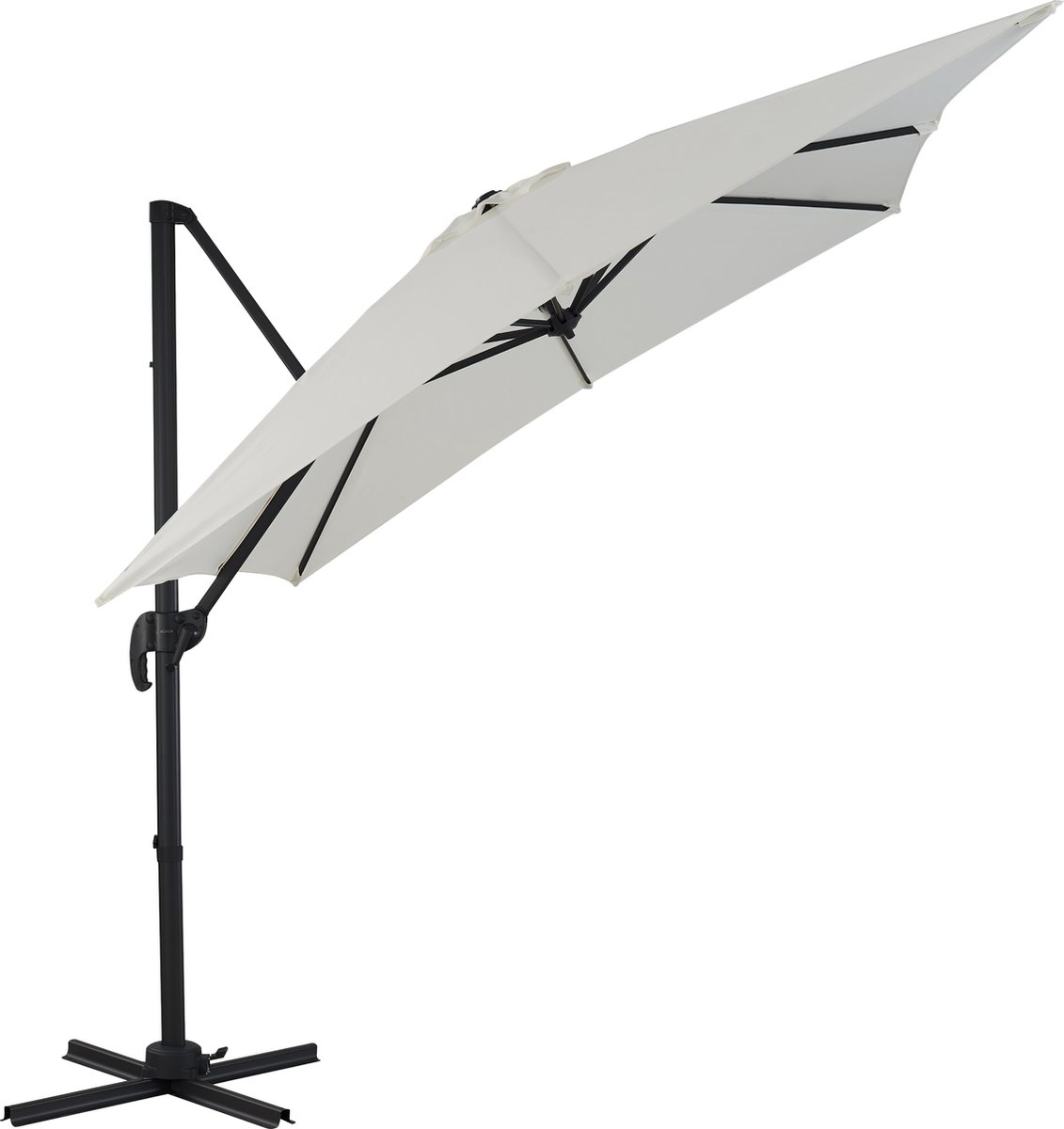 ACAZA Parasol - Zweefparasol - Ecru - 250 x 250 cm - Parasols - Aluminium - Tuinparasol - Vierkant - 360° draaibaar - UV werend doek - Kantelbaar (5400943021547)