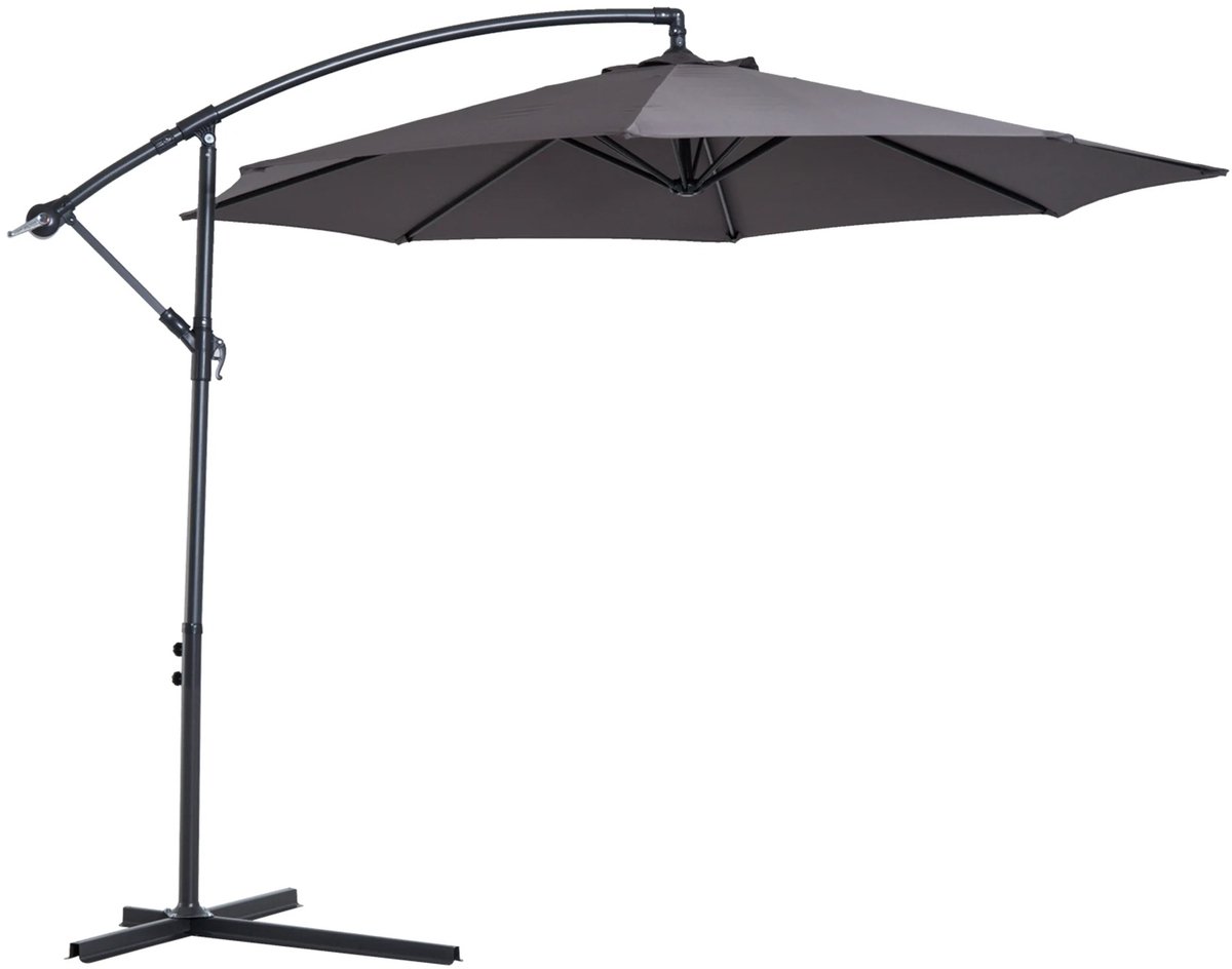 ACEP Verstelbare Parasol - Parasol - Grijs - 295 CM - Zweefparasol - Parasol met voet - Vertselbaar met zwenkarm (8721447584305)