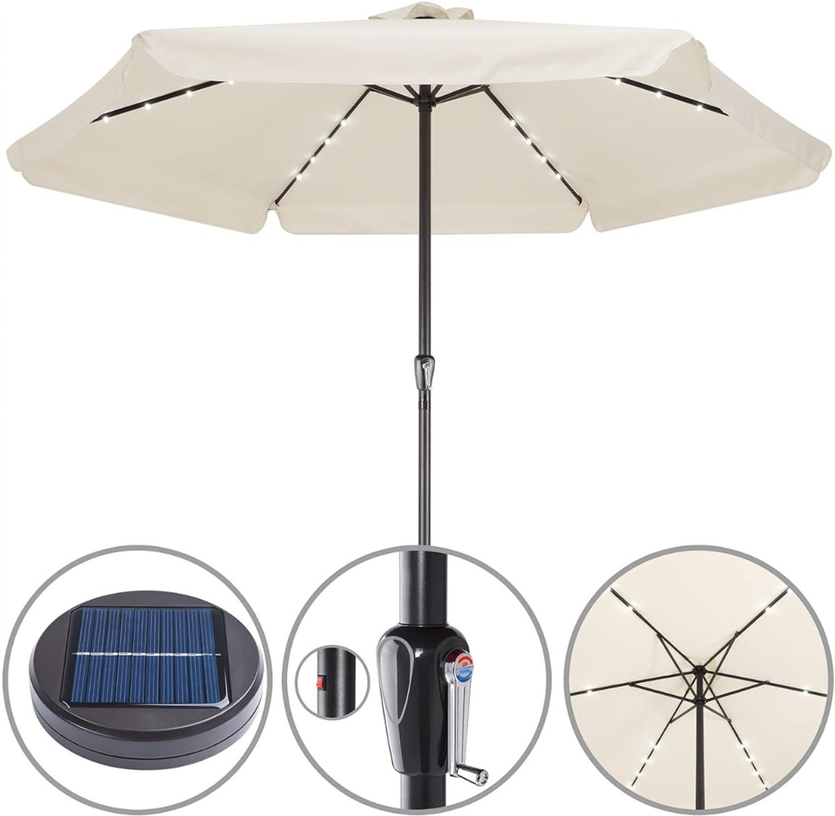 AHD® Zweefparasol Met Voet - Zweefparasol - Zweefparasols - Creme - 330cm x 330cm x 269cm (6155949945937)