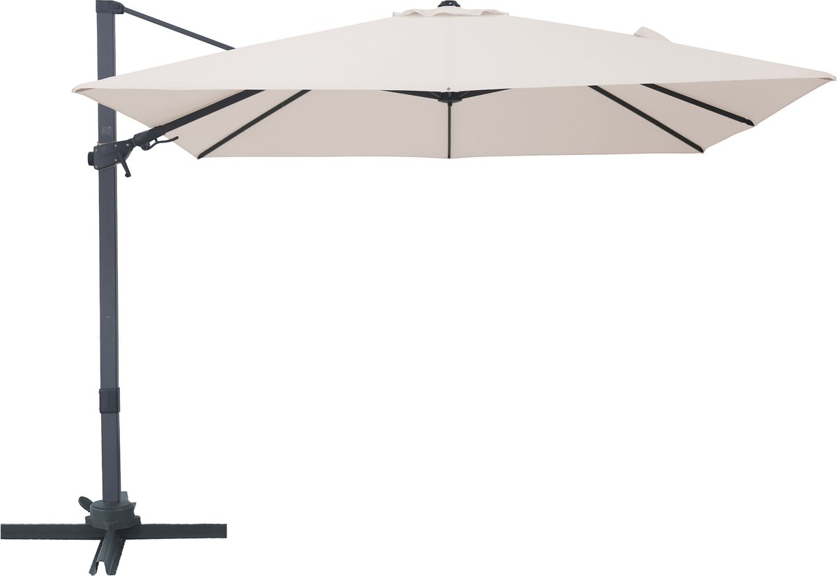 AXI Alina Zweefparasol 300x300 cm Antraciet/beige incl. Hoes - Gepoedercoat frame met kruisvoet - 360° Draaibaar - Kantelbaar (8721399280744)