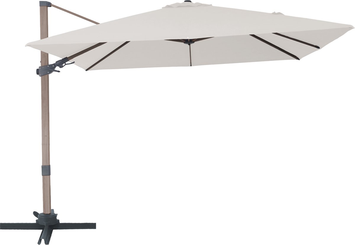 AXI Alina Zweefparasol 300x300 cm Eikenlook /beige incl. Hoes - Gepoedercoat frame met kruisvoet - 360° Draaibaar - Kantelbaar (8721399280799)