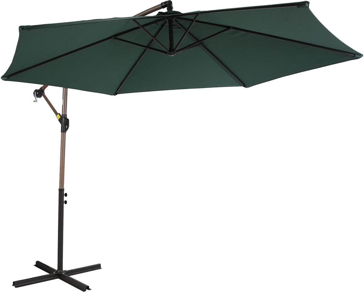 AXI Dion Zweefparasol Ø 300cm Eikenlook/groen - Gepoedercoat frame met kruisvoet (8721399281093)
