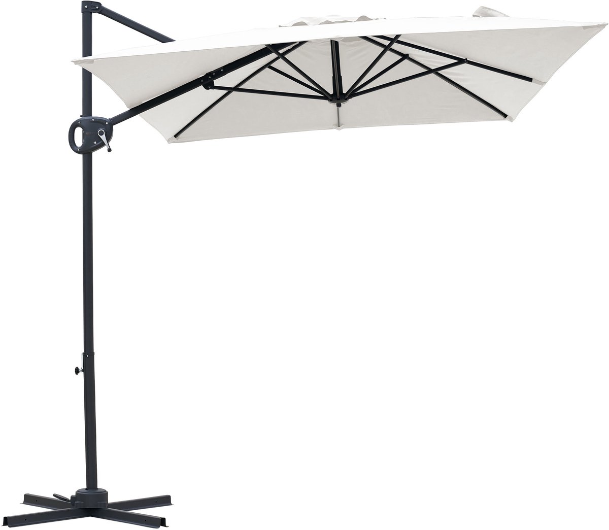 AXI Luma Zweefparasol 200x300 cm Antraciet/beige incl. Hoes - Gepoedercoat frame met kruisvoet - 360° Draaibaar - UV werend doek (8721399280997)