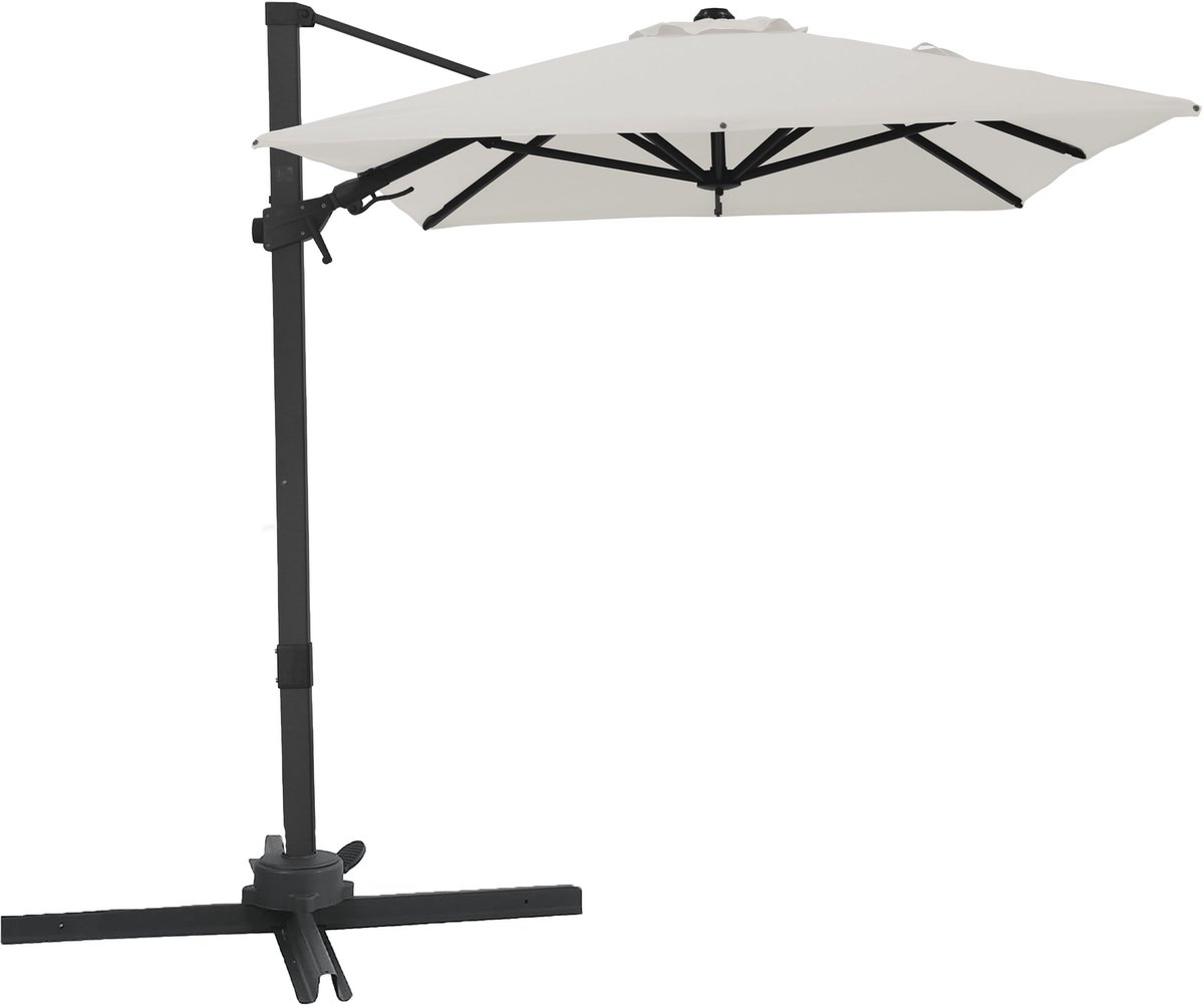 AXI Nyra Zweefparasol 200x300 cm Antraciet/beige incl. Hoes - Gepoedercoat frame met kruisvoet - 360° Draaibaar - Kantelbaar (8721399280829)